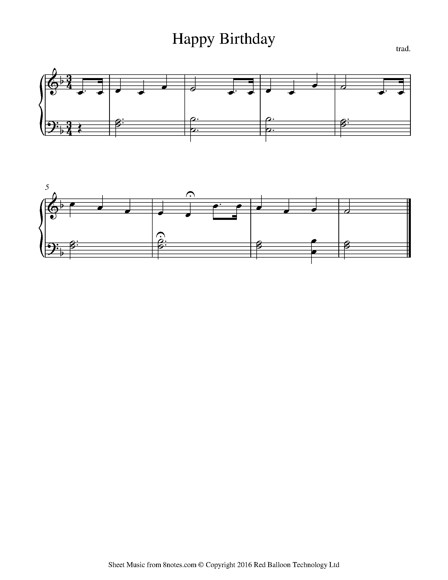 Happy Birthday to You Sheet music for Piano - 8notes.com