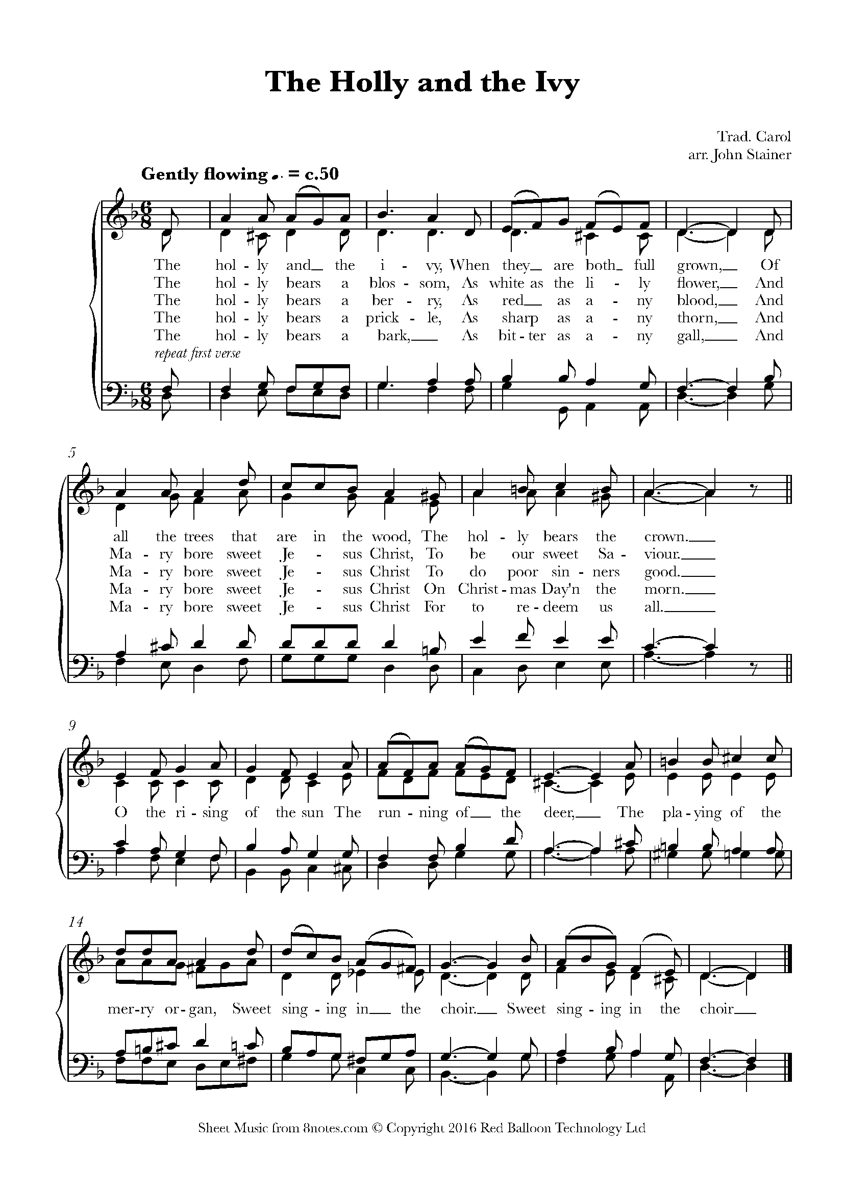 The Holly and the Ivy Sheet music for Piano - 8notes.com
