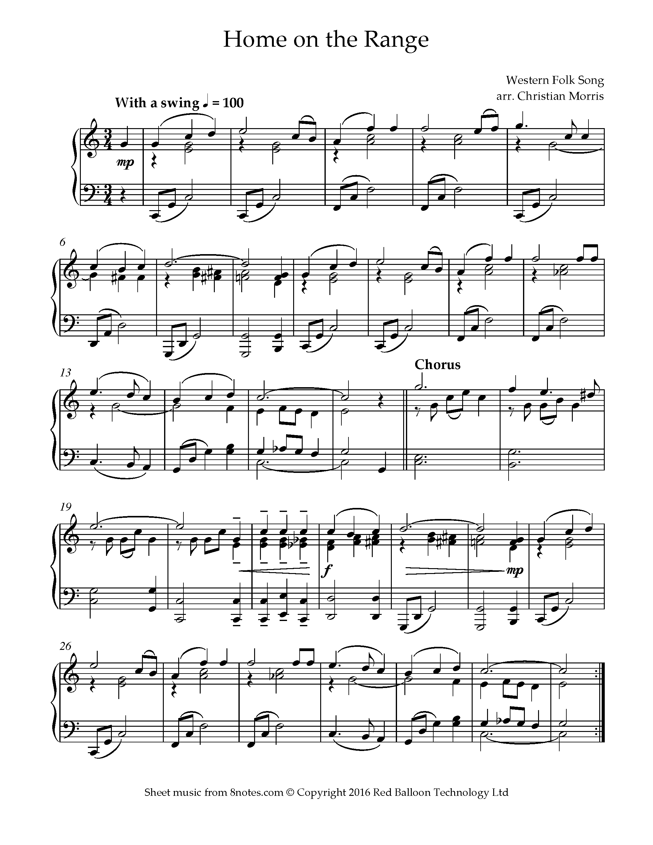 Home on the range sheet music for piano 8notes