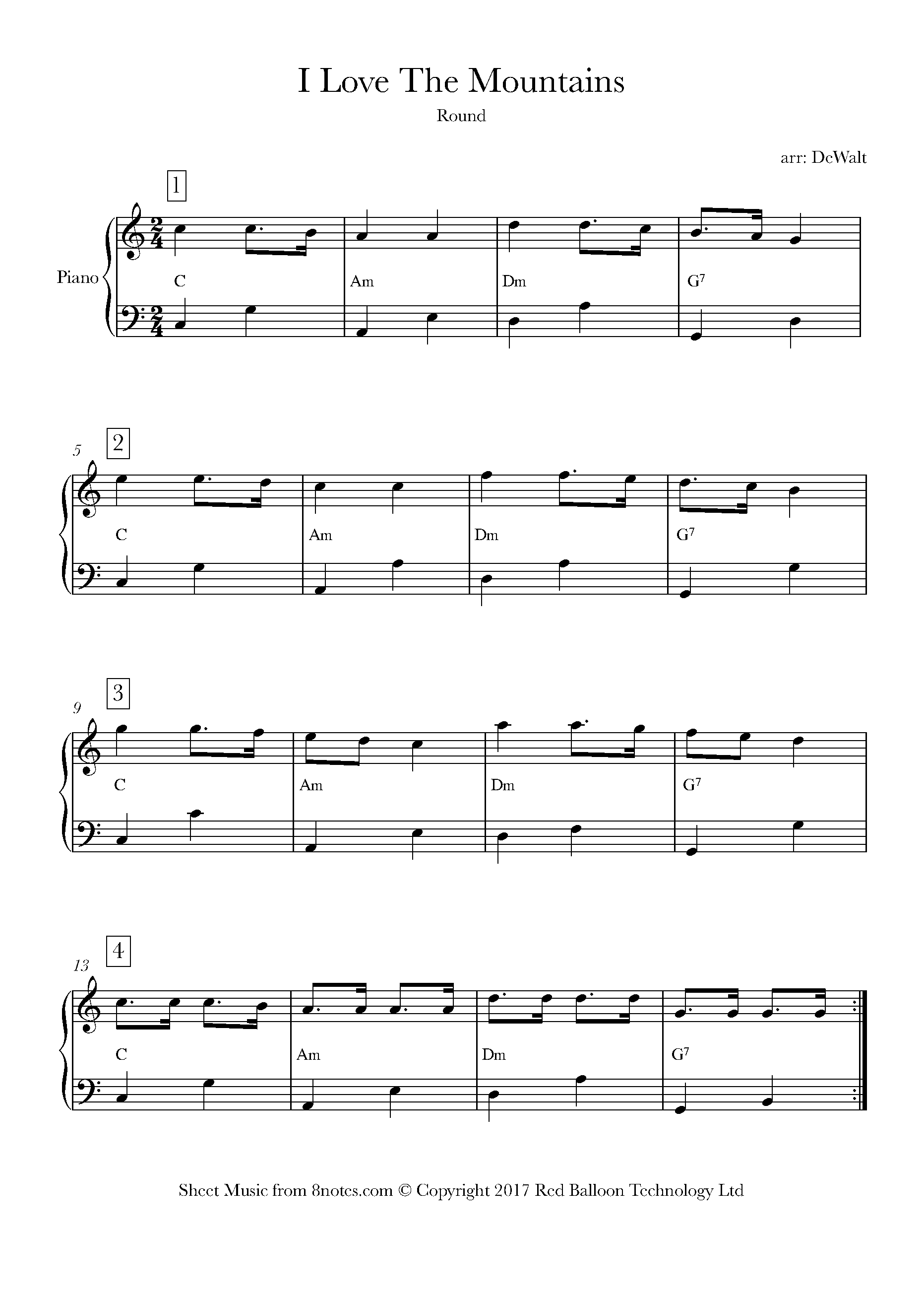I Love The Mountains Sheet music for Piano - 8notes.com
