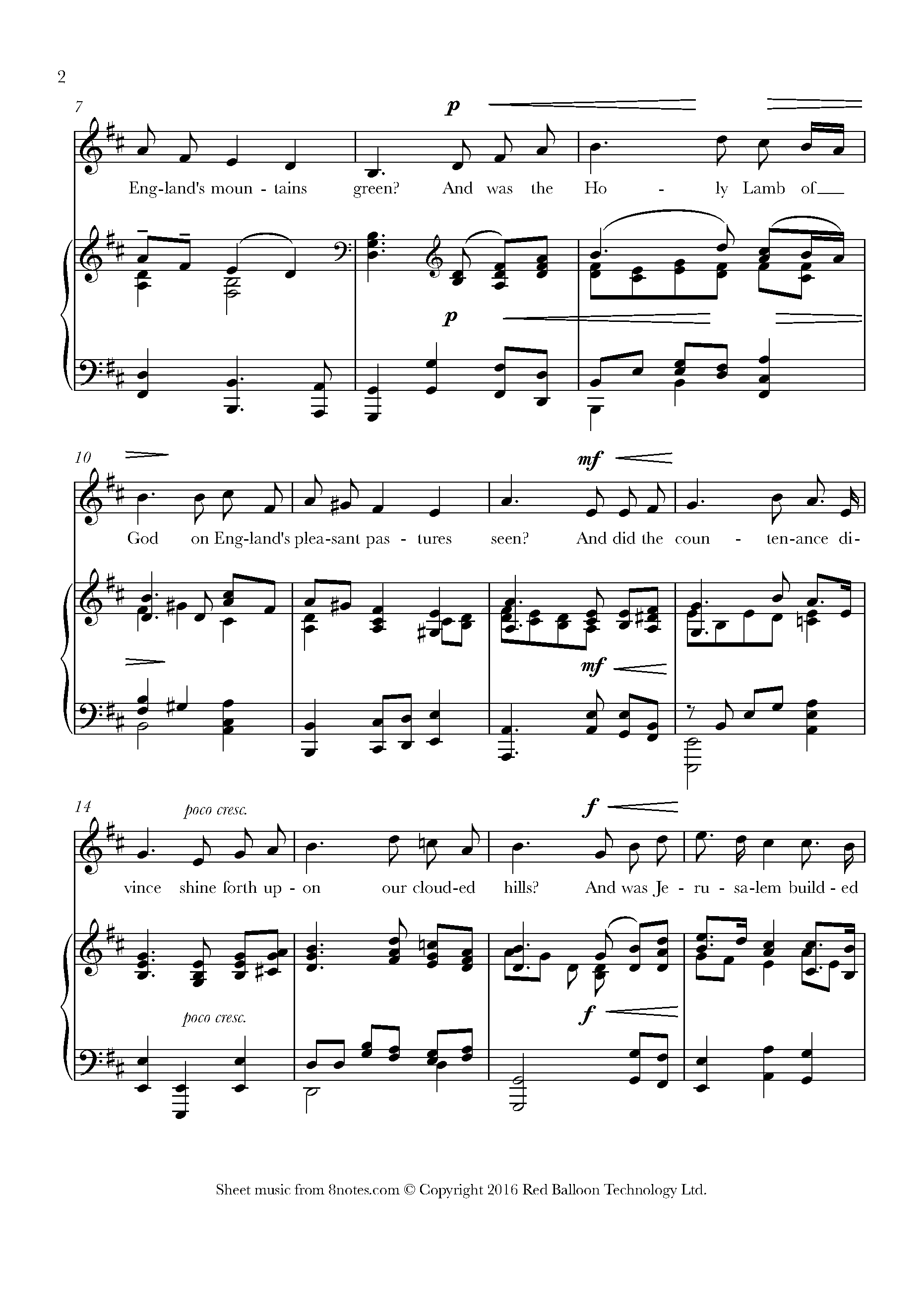 Parry Jerusalem (and did those feet in ancient time?) Sheet music for