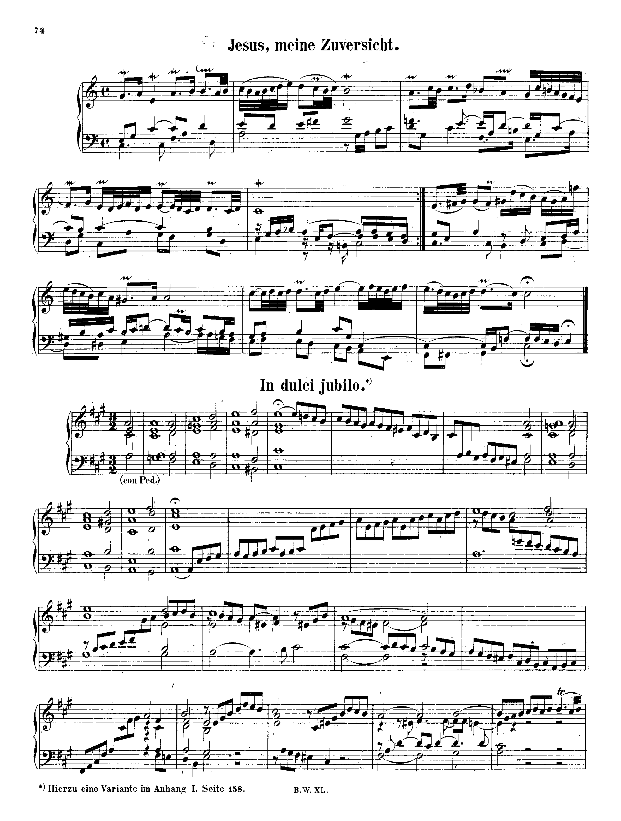 Bach, Johann Sebastian - Jesus, meine Zuversicht, BWV 728 for Piano