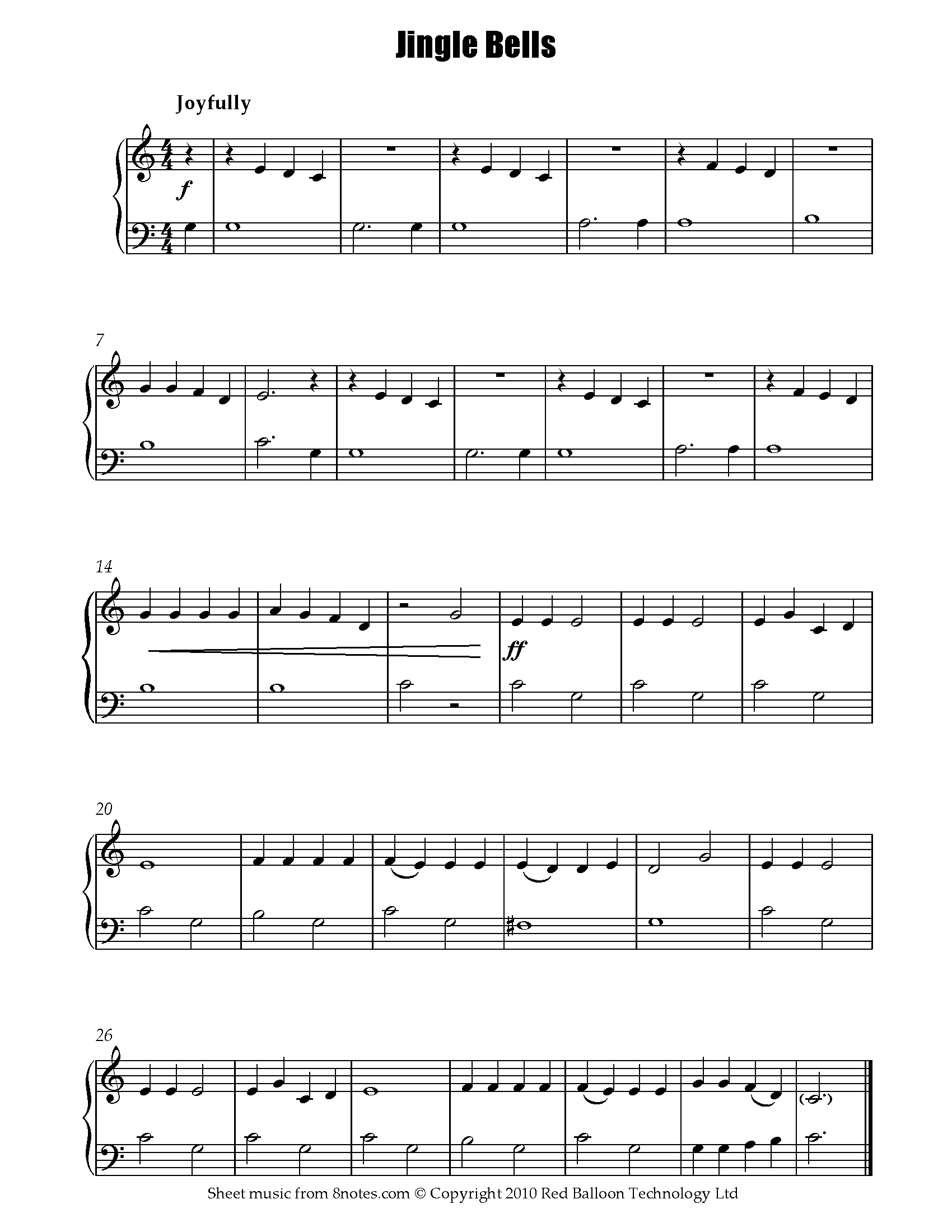 Jingle Bells (easy) Sheet music for Piano