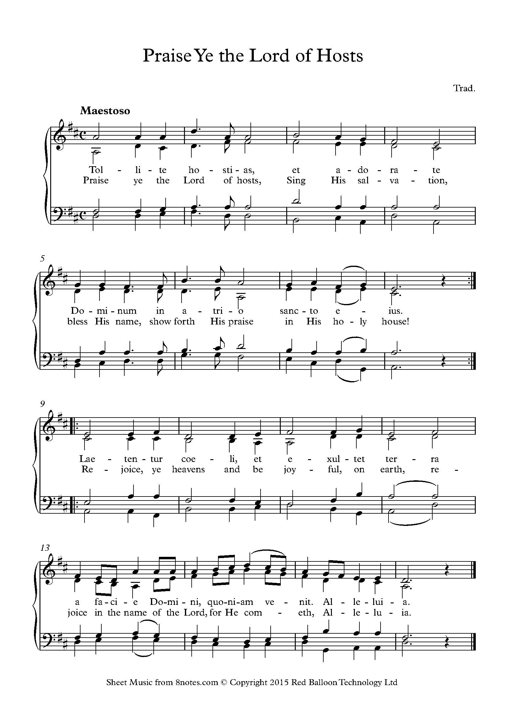 Camille Saint Saens Praise Ye The Lord Of Hosts Tollite Hostias From Christmas Oratorio Op 12 Sheet Music For Piano 8notes Com