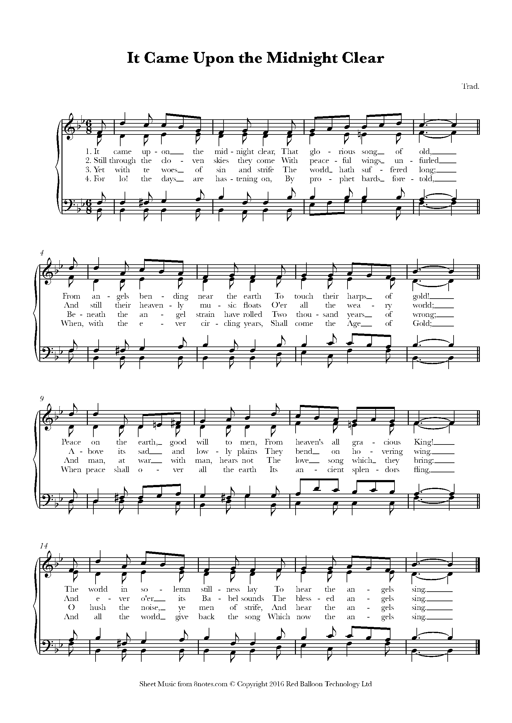 It Came Upon The Midnight Clear Sheet Music For Piano 8notes Com It Came Upon The Midnight Clear Sheet Music For Piano 8notes Com
