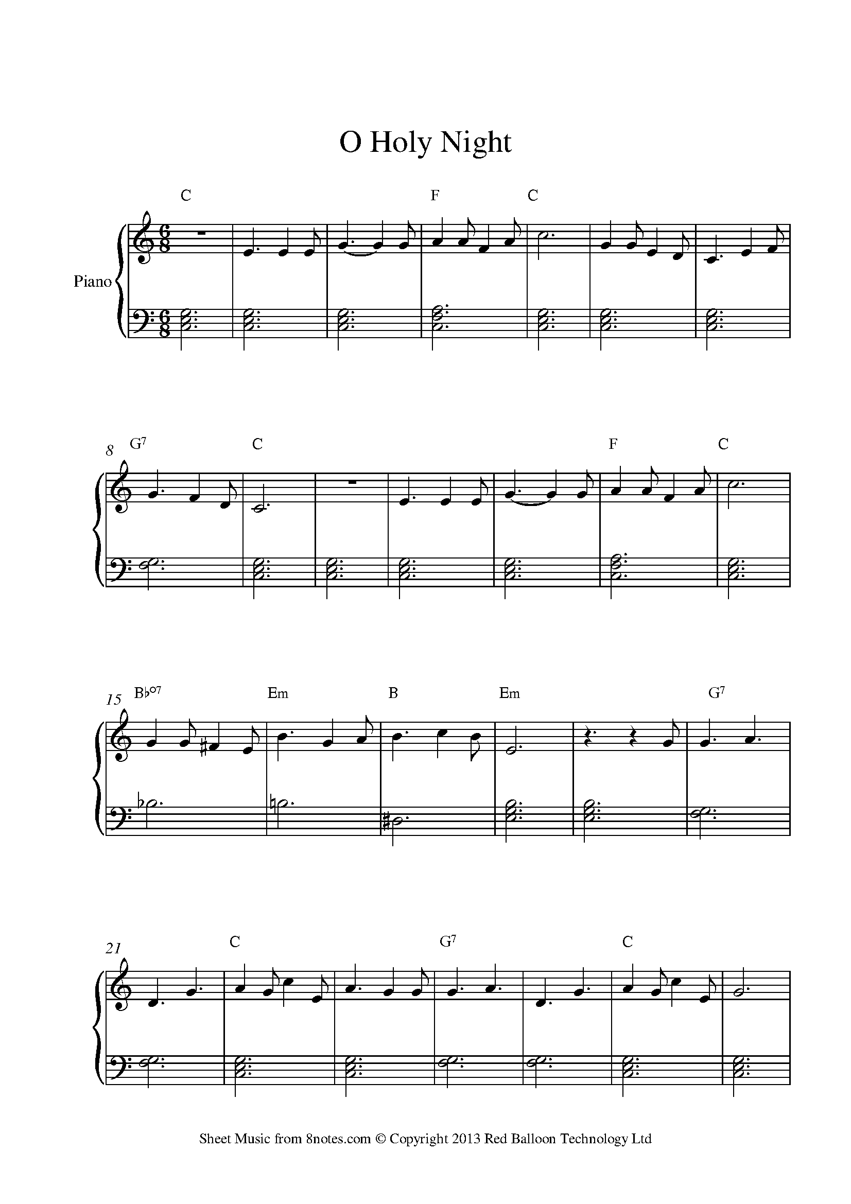 O Holy Night Sheet music for Piano - 8notes.com