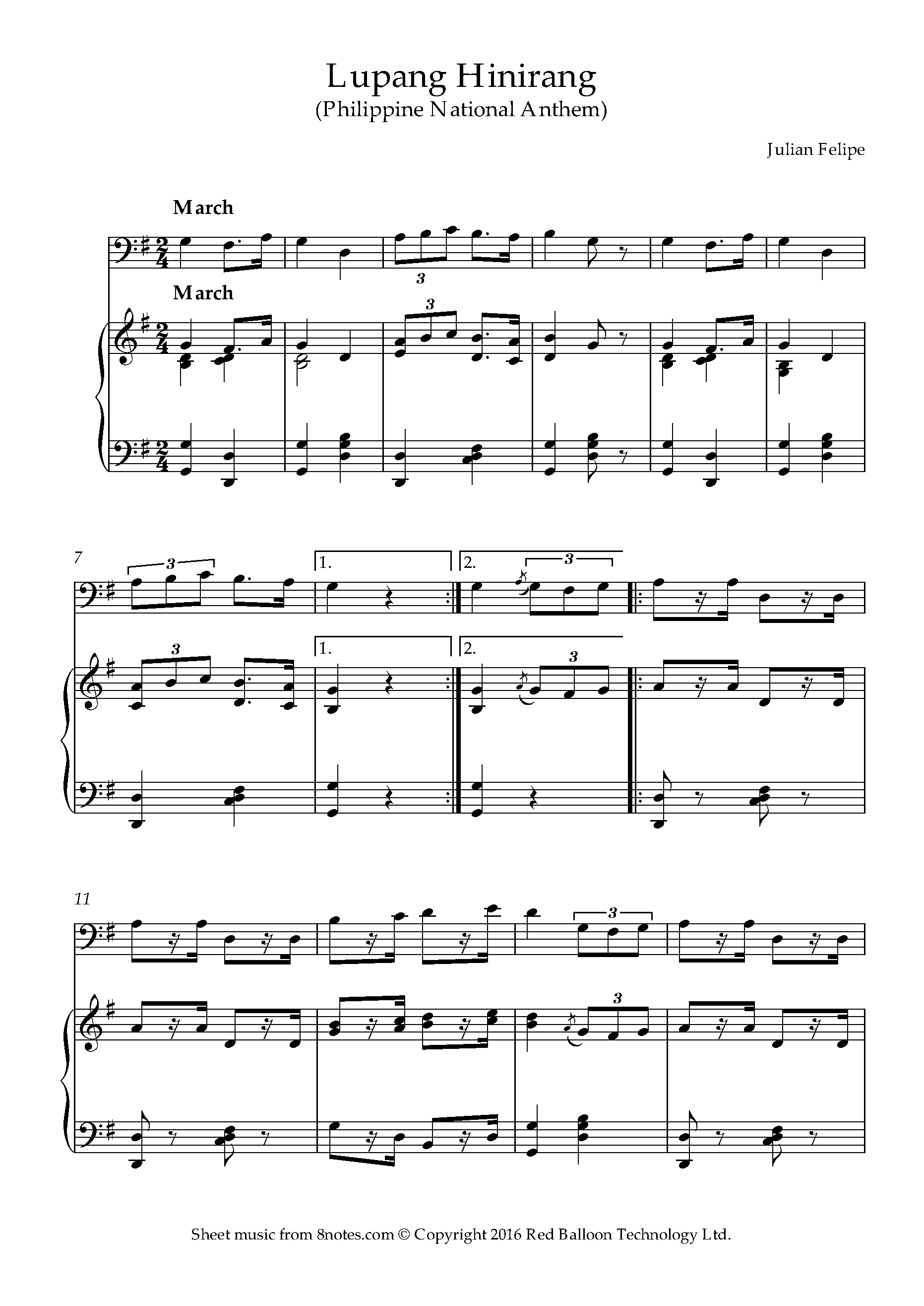 Lupang Hinirang Piano Notes