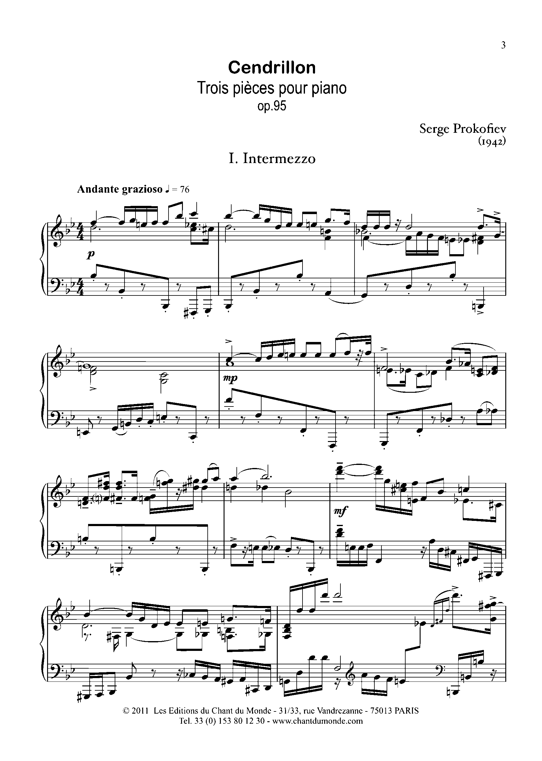 3 Pieces from Cinderella, Op.95 by Sergei Prokofiev Sheet Music arranged by 8notes.com for Piano - 1 of 18 pages