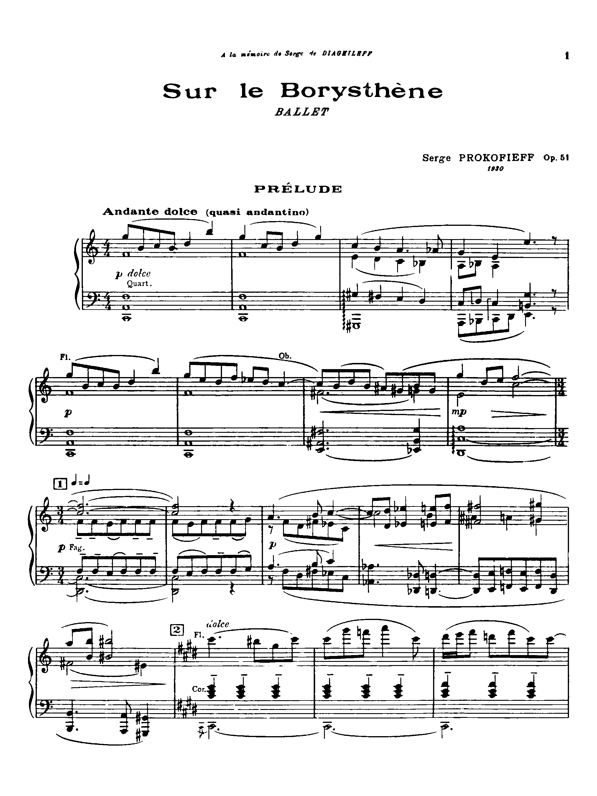 Sur le Borysthene, Op.51 by Sergei Prokofiev Sheet Music arranged by 8notes.com for Piano - 1 of 50 pages