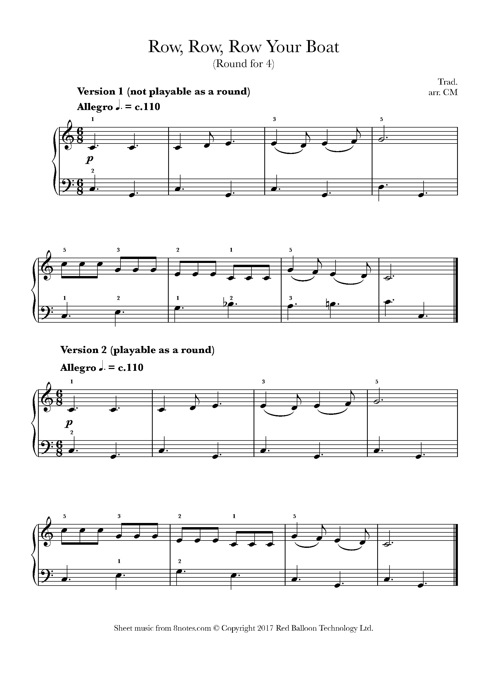Row Row Row Your Boat Sheet Music For Piano 8notes