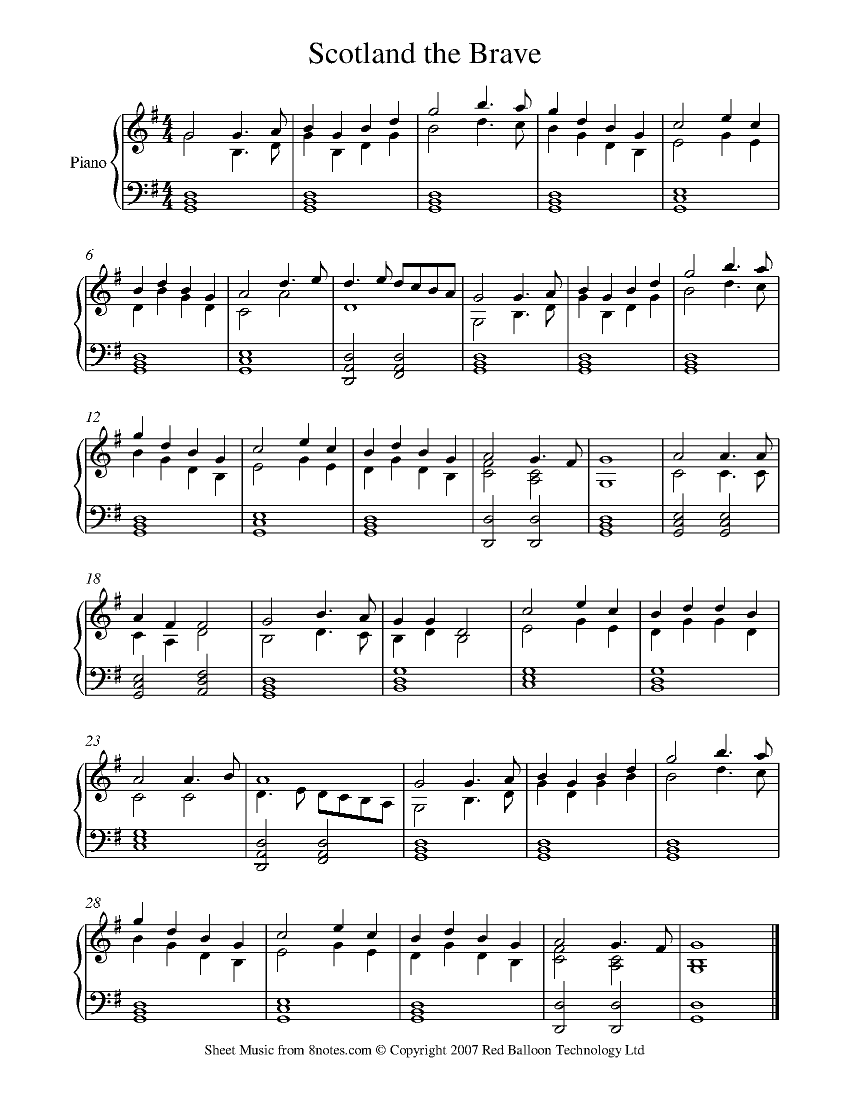 Scotland the Brave Sheet music for Piano - 8notes.com