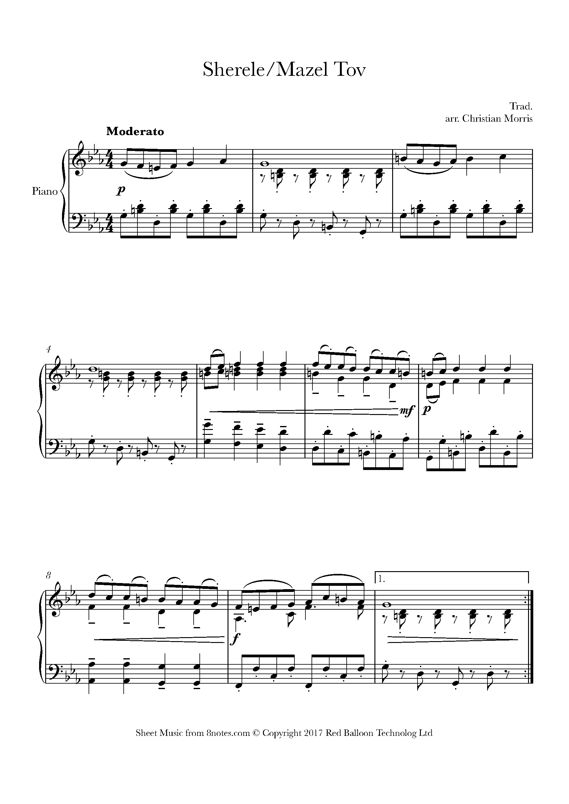 Sherele Mazel Tov Sheet music for Piano