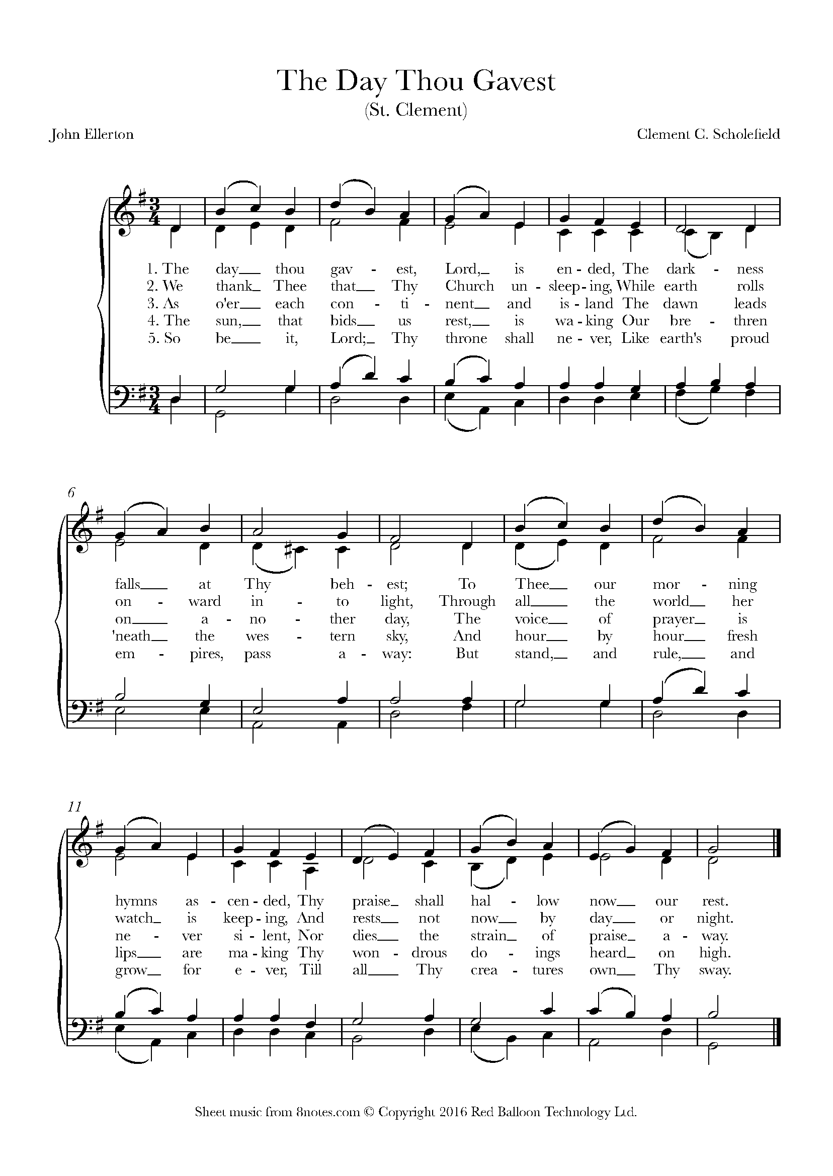 Scholefield The Day Thou Gavest (St. Clement) Sheet music for Piano