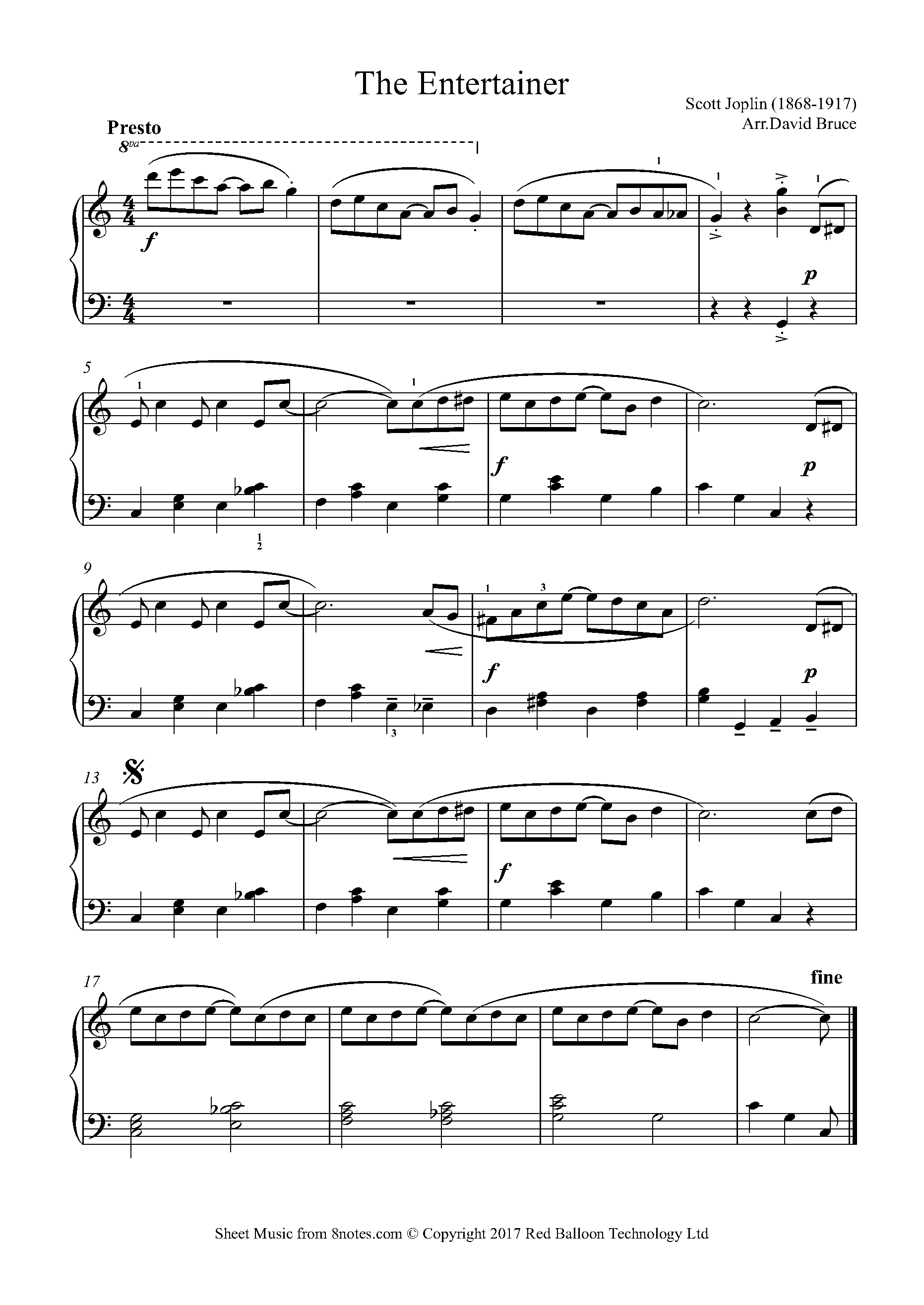 Albany Detener constante Scott Joplin - The Entertainer Sheet music for Piano - 8notes.com