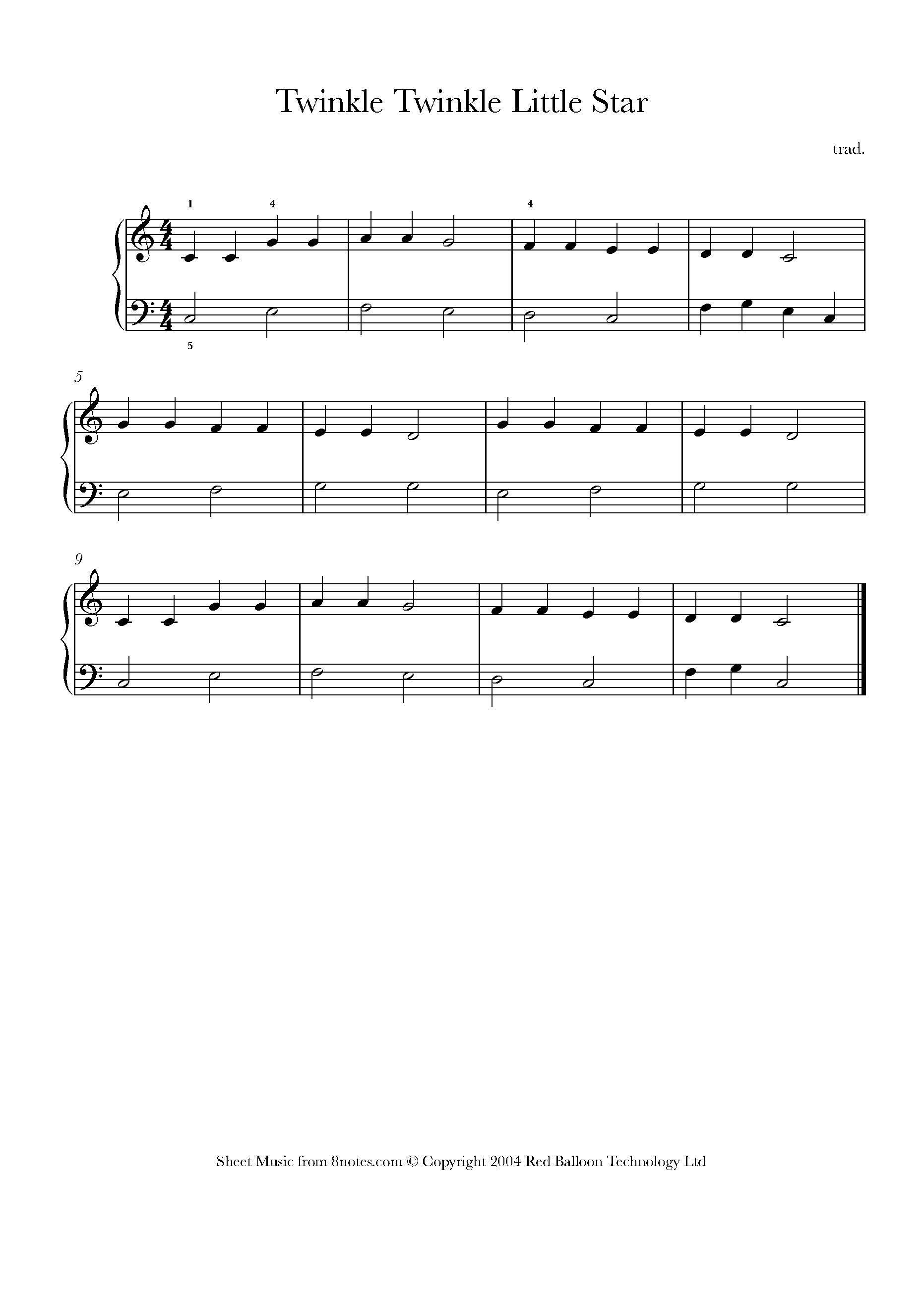 Twinkle Twinkle Little Star for Piano Free Sheet music for Piano 8notes