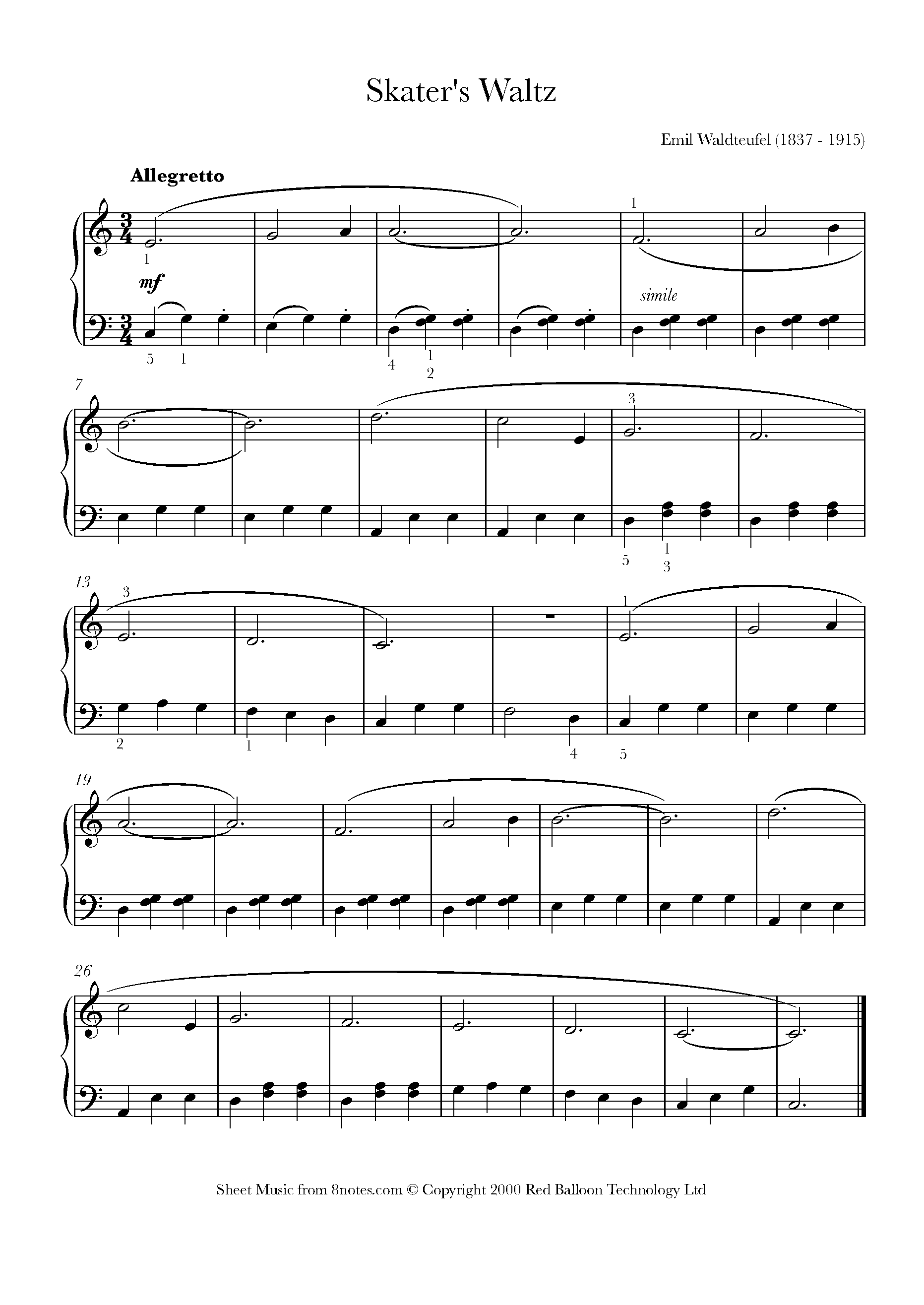 Waldteufel The Skater's Waltz Sheet music for Piano