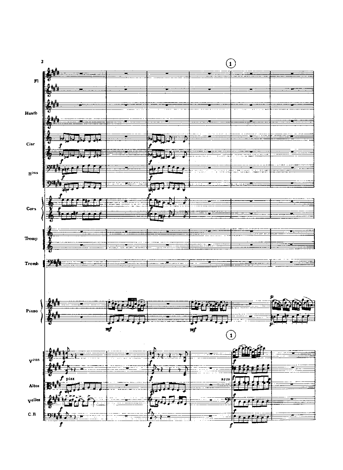 Concertino for Piano and Orchestra, H.55 by Arthur Honegger Sheet Music arranged by 8notes.com for Piano and Ensemble - 1 of 46 pages