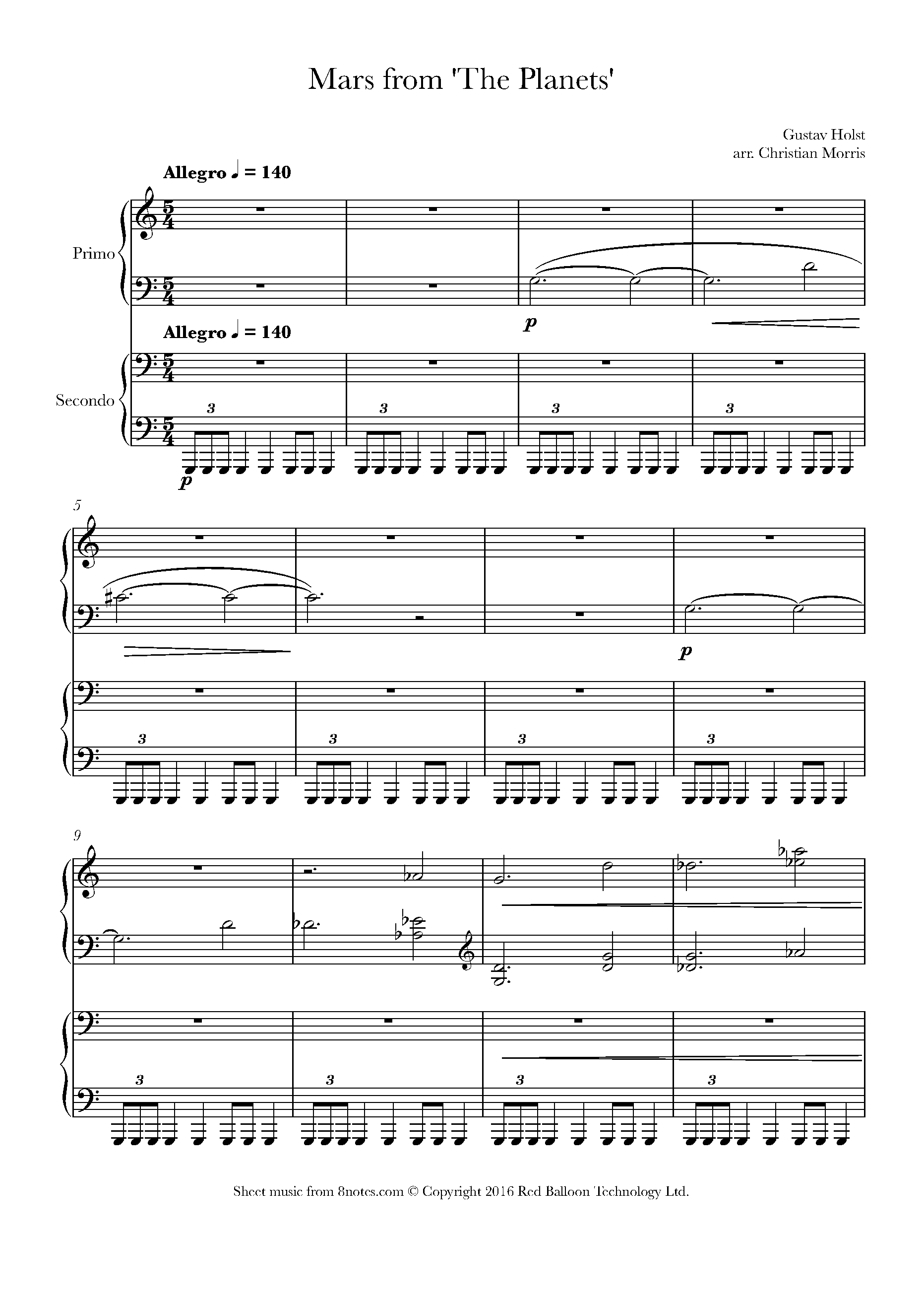 Holst Mars from The Sheet music for Piano Duet