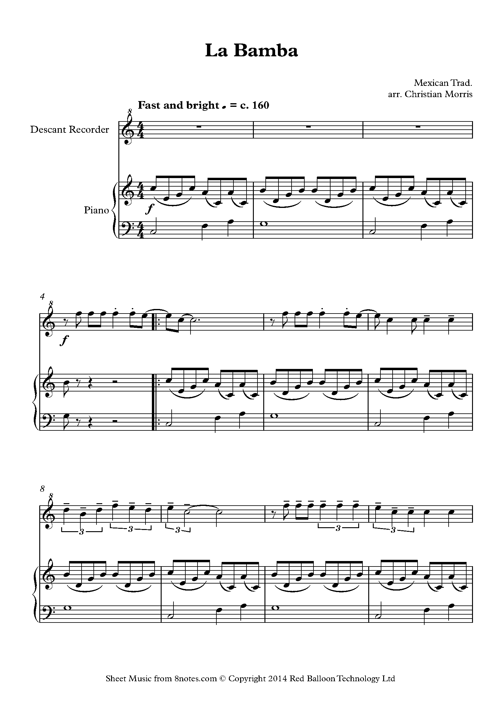 La Bamba Sheet music for Recorder