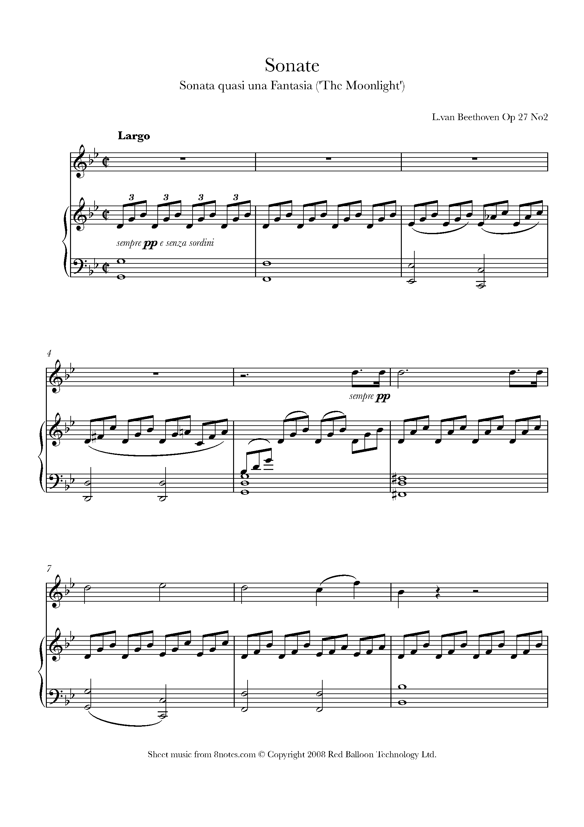 Beethoven Moonlight Sonata Sheet music for Recorder
