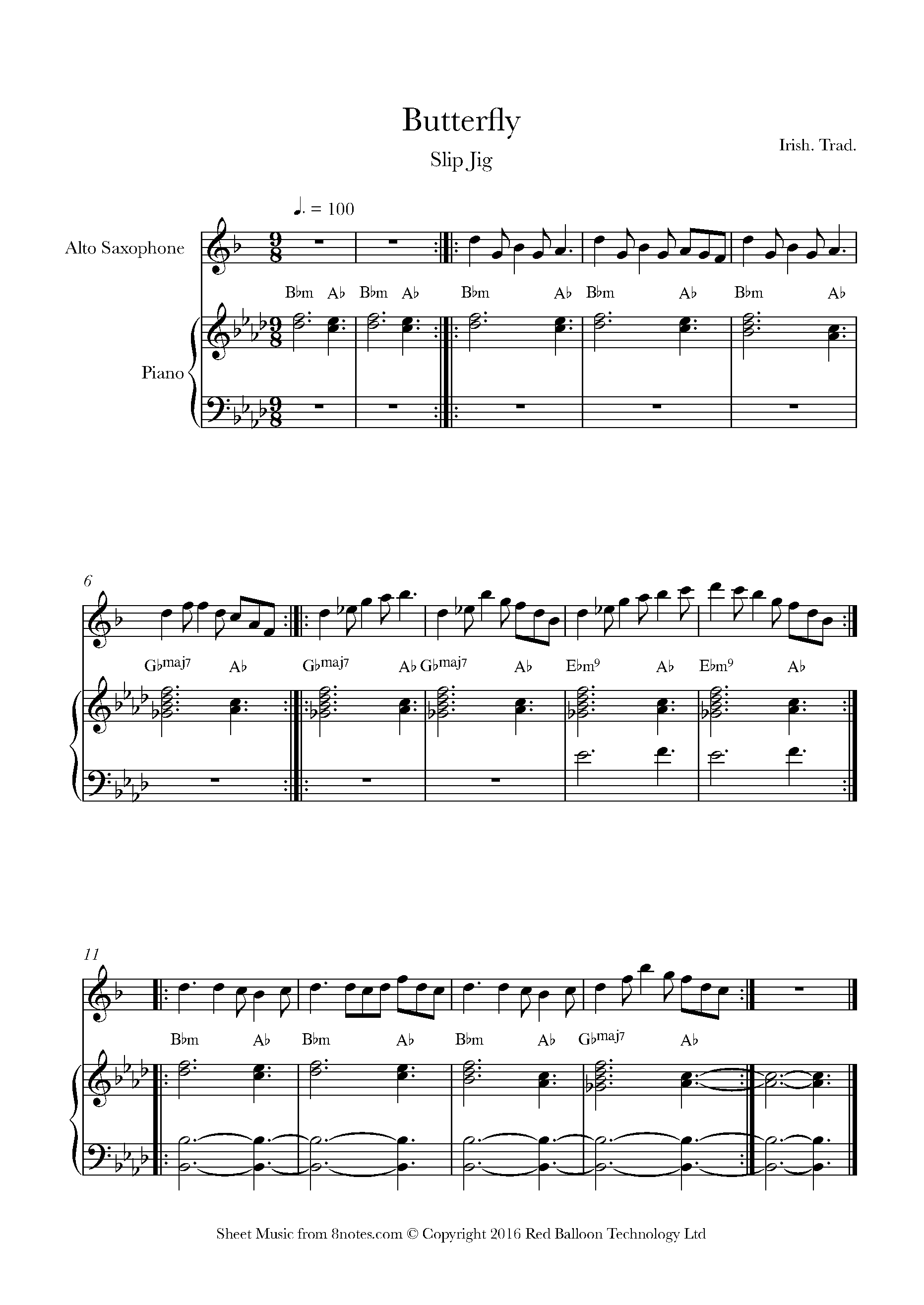 Butterfly (Slip Jig) Sheet music for Saxophone