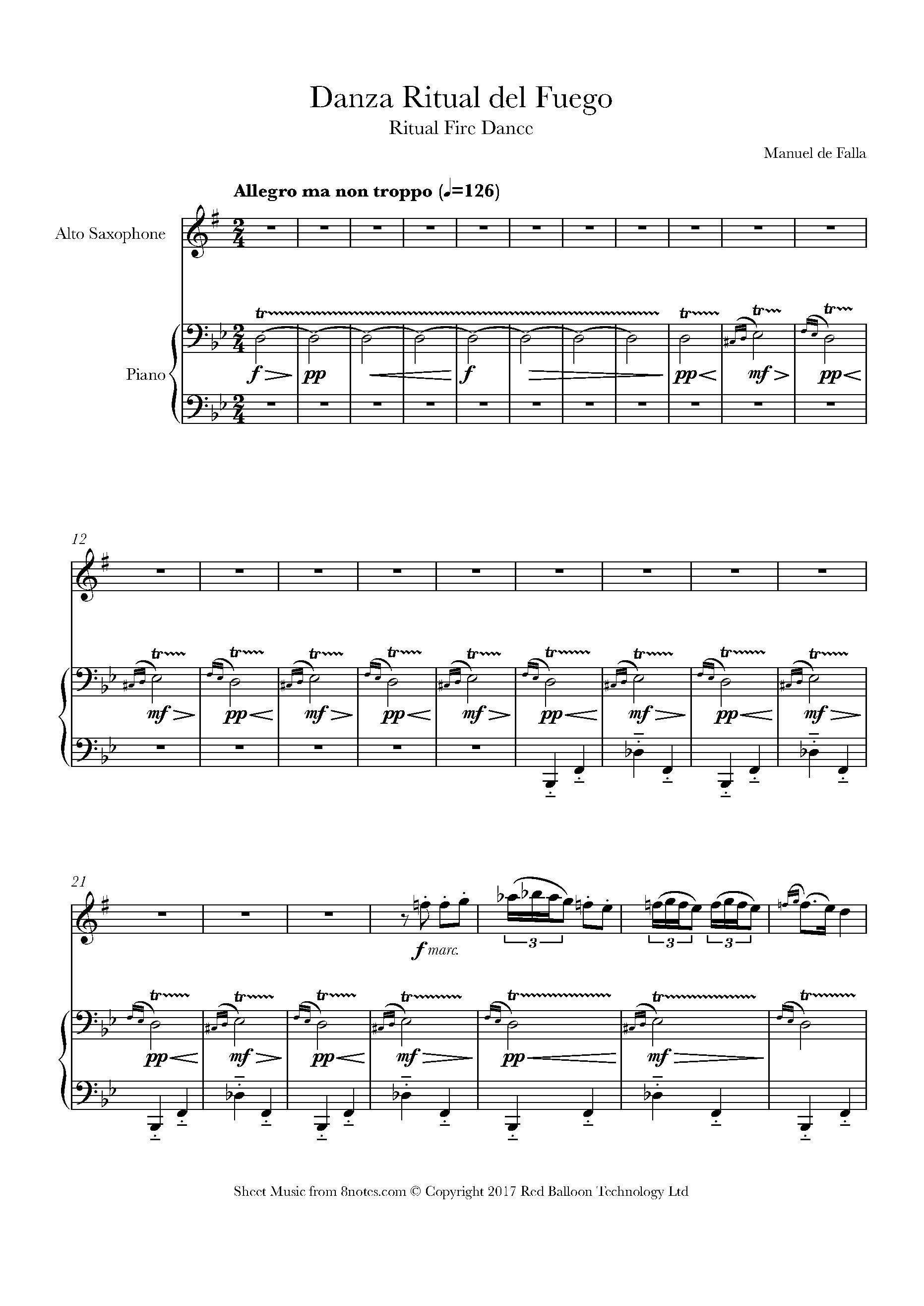 de Falla Danza Ritual del Fuego (Ritual Fire Dance) Sheet music for