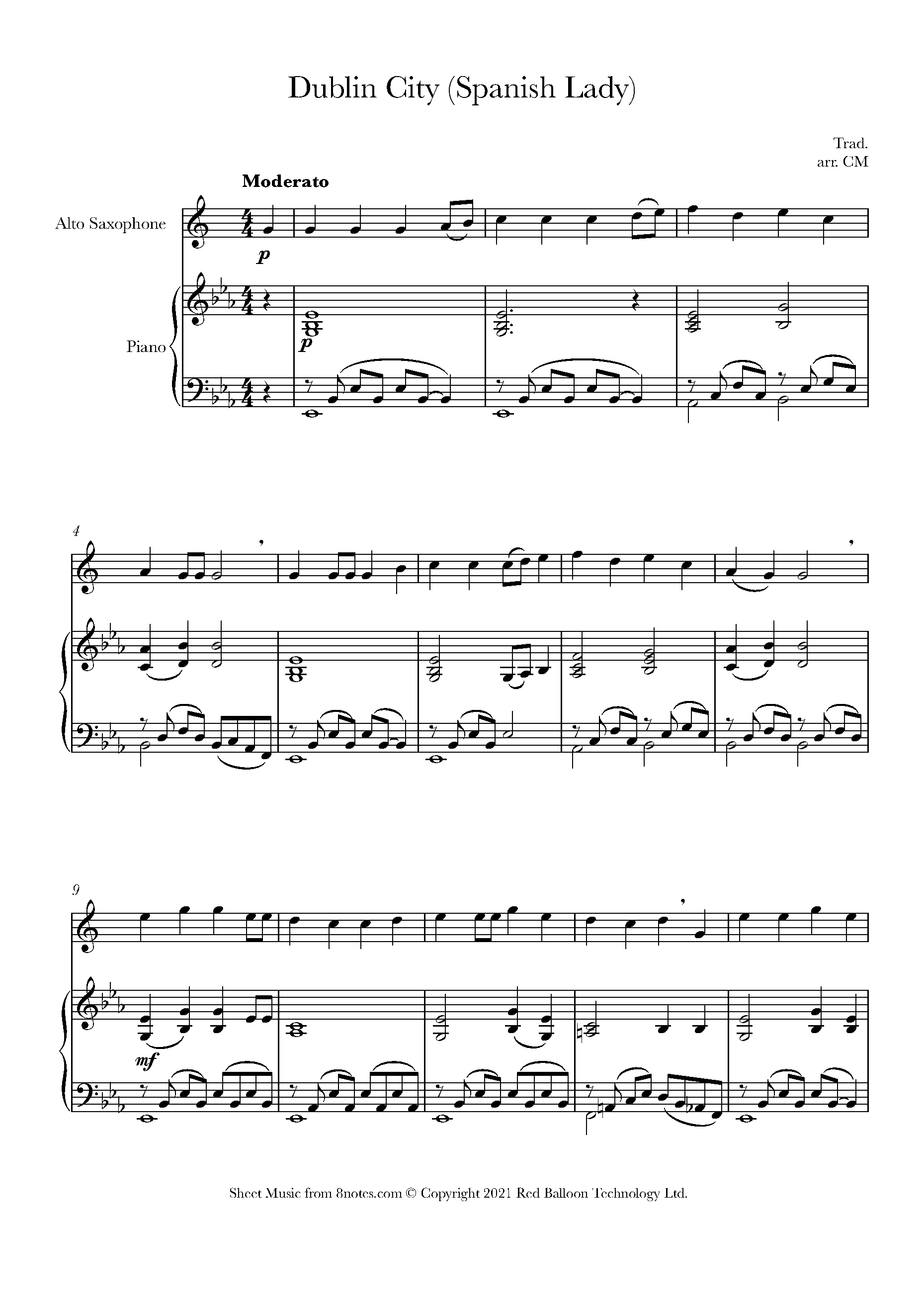 Dublin City (Spanish Lady) Sheet music for Saxophone - 8notes.com
