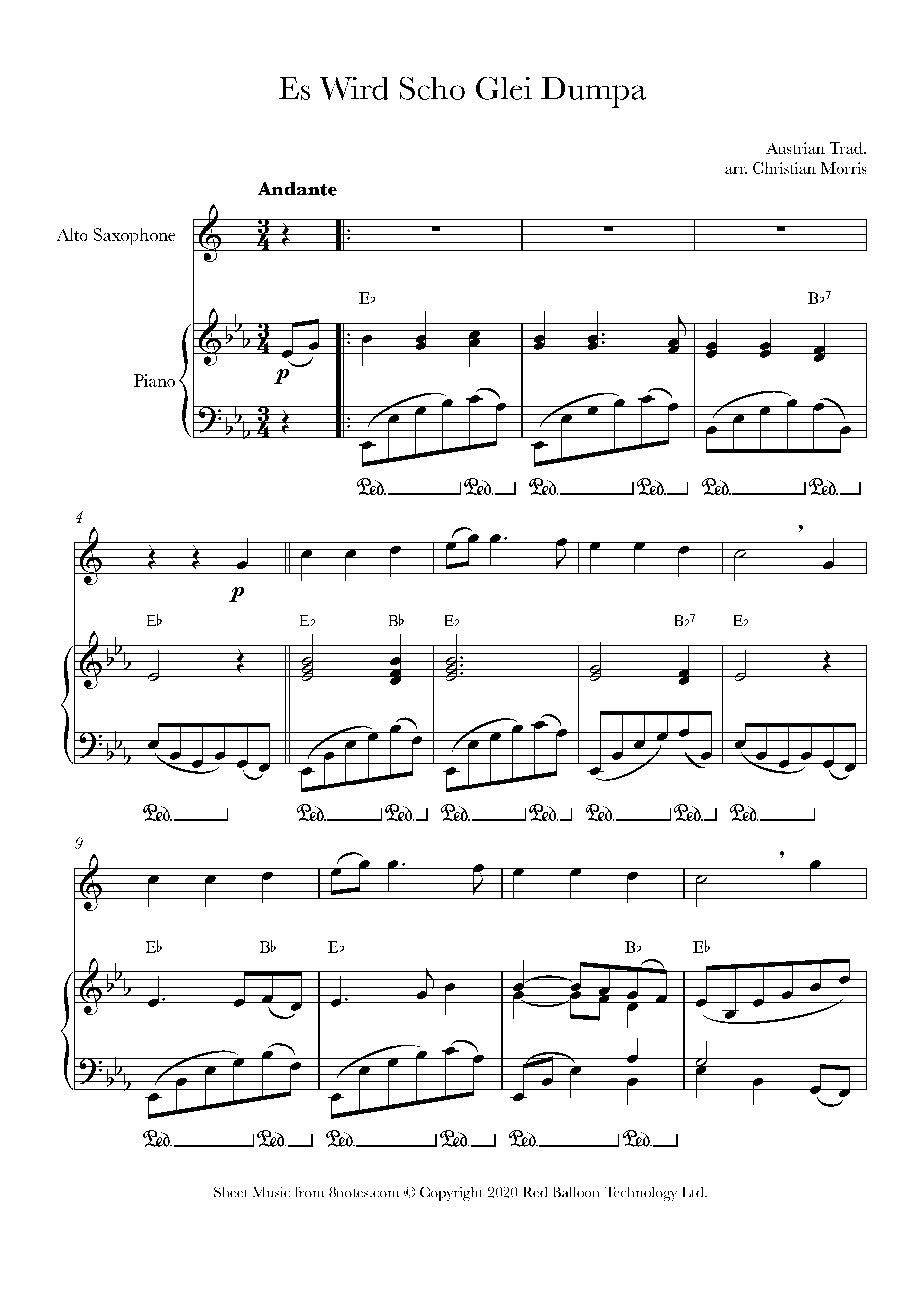 Es Wird Scho Glei Dumpa (Austrian Trad.) Sheet music for Saxophone Es Wird Scho Glei Dumpa (Austrian Trad.) Sheet music for Saxophone
