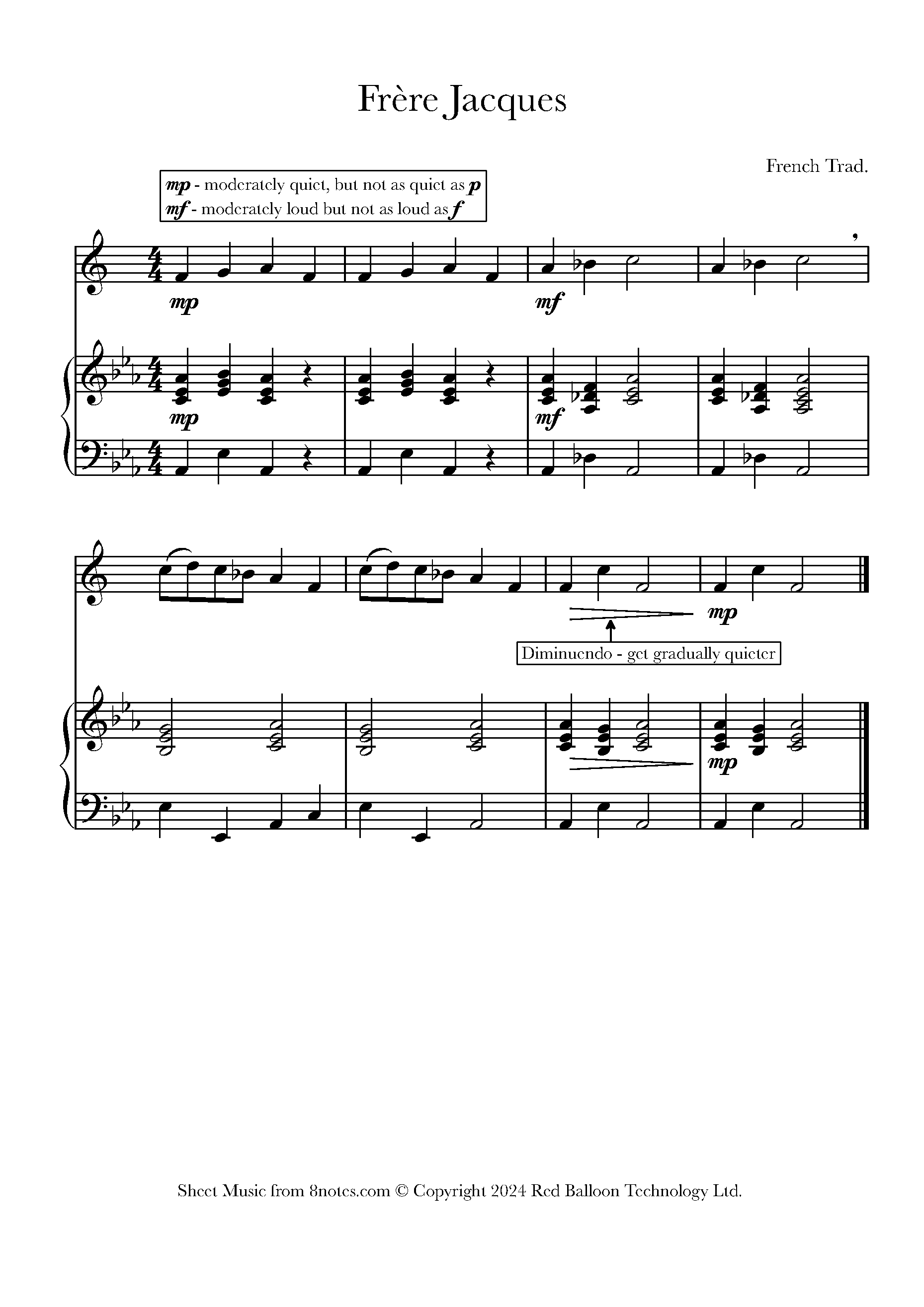 Frere Jacques Sheet music for Saxophone