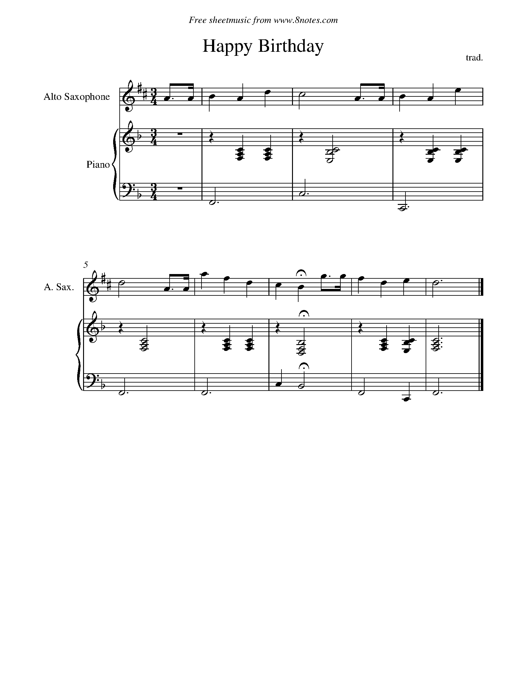 Happy Birthday Sheet music for Saxophone - 8notes.com