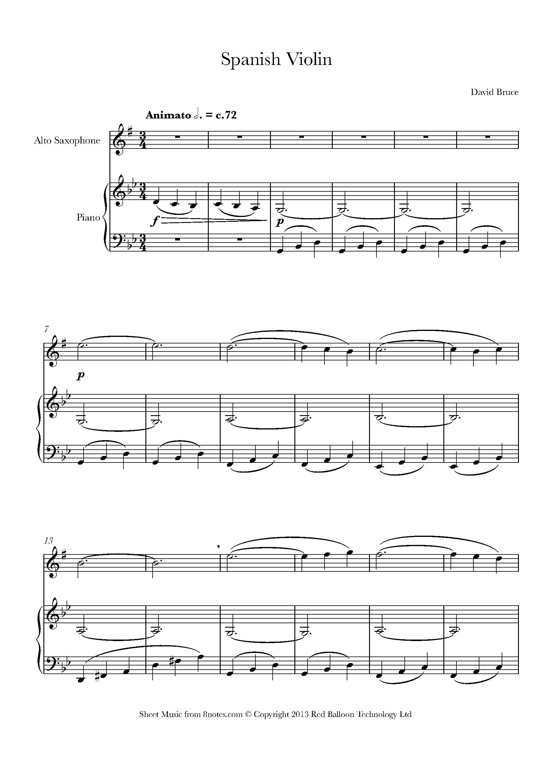David Bruce Spanish Violin Sheet music for Saxophone