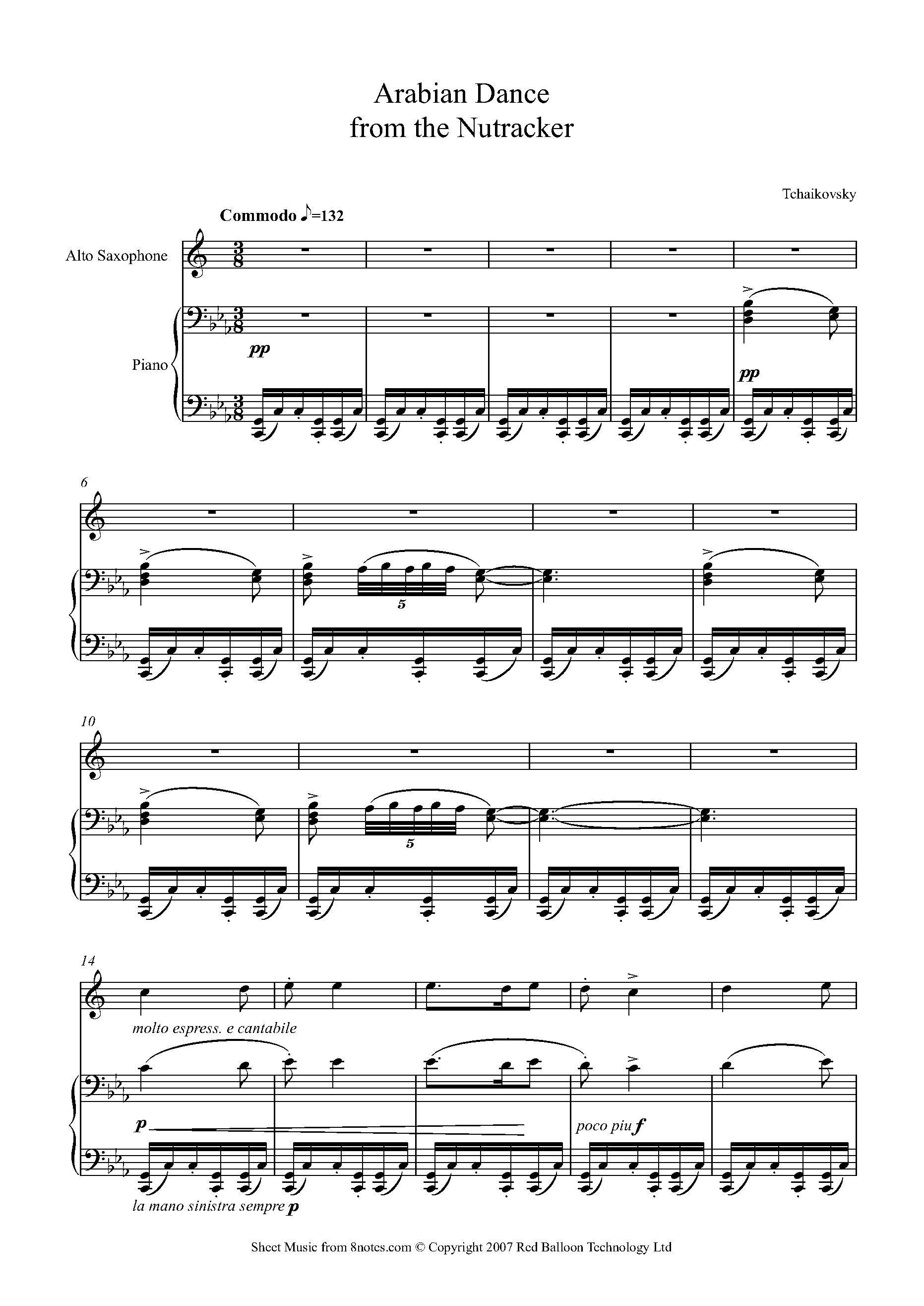 Tchaikovsky Arabian Dance from the Nutcracker Sheet music for