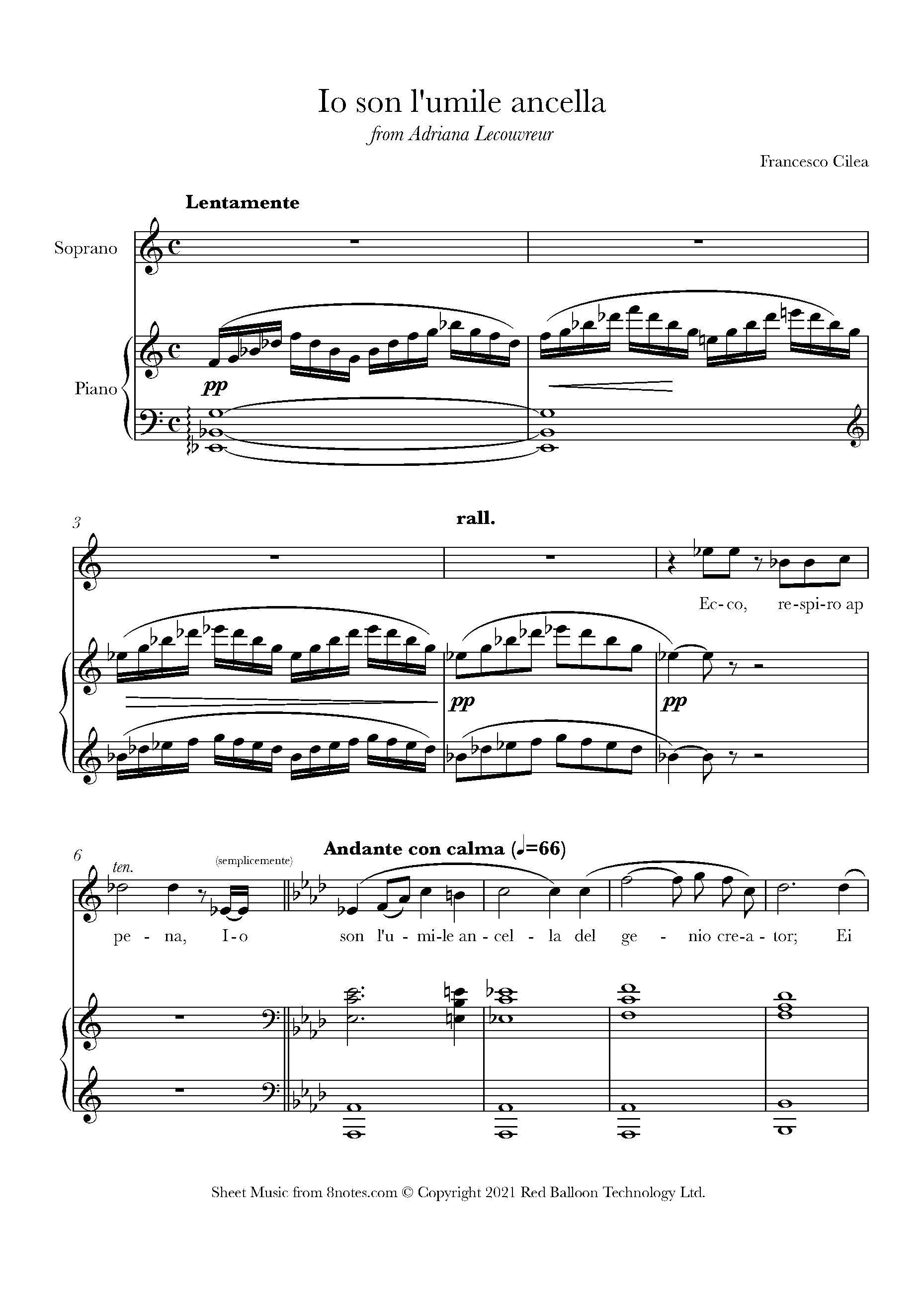 オペラ「アドリアーナ・ルクブルール」　Vocal score アカデミアミュージック / Adriana Lecouvreur, Io son l'umile