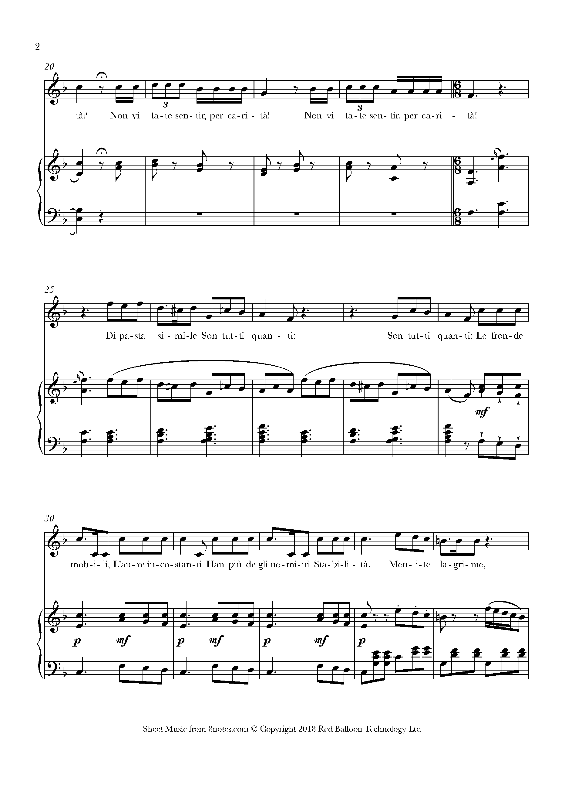 Mozart In Uomini From Cosi Fan Tutte Sheet Music For Soprano Voice 8notes Com