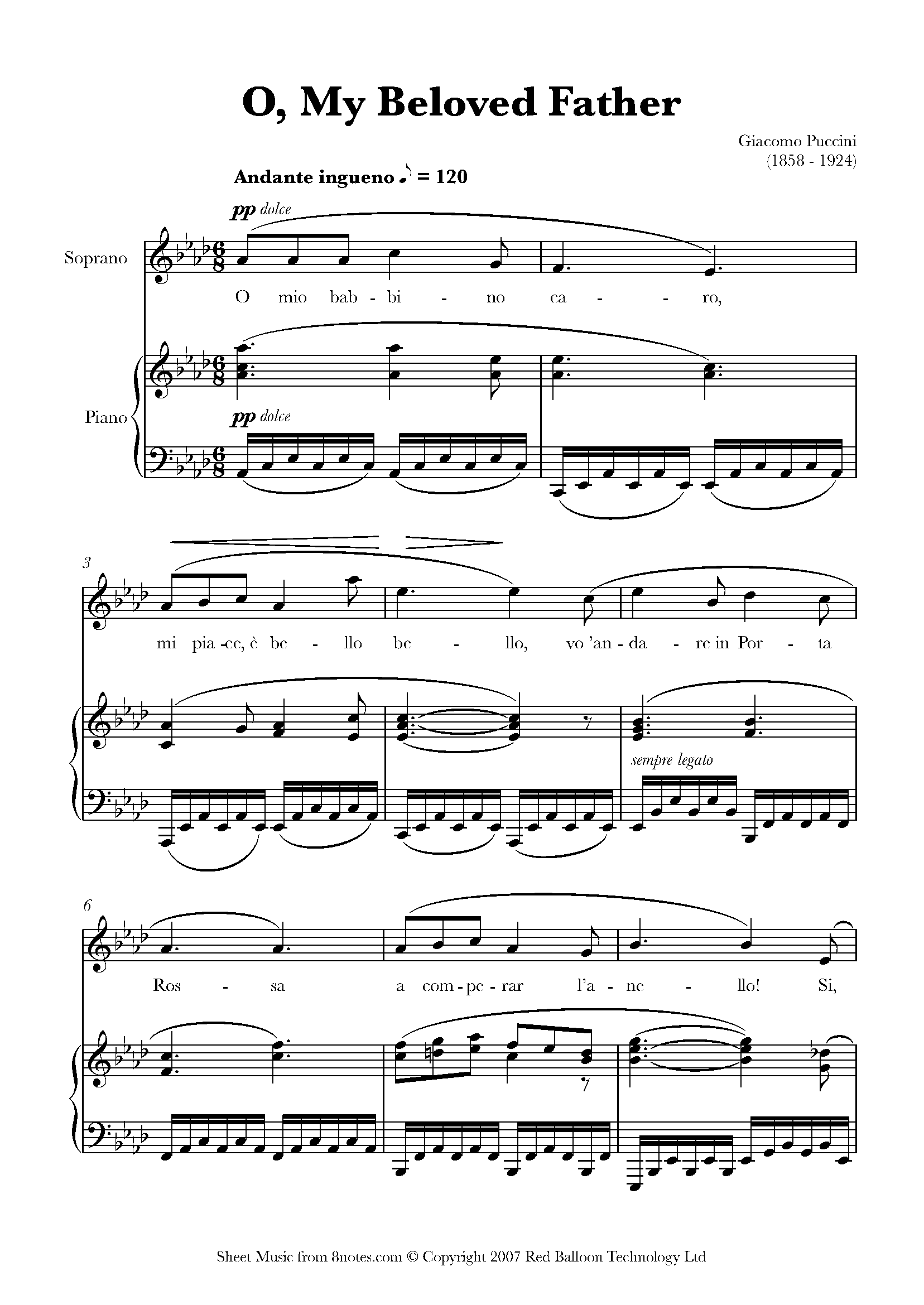 pie Troubled Puzzled Puccini - O, My Beloved Father (O mio babbino caro ) from Gianni Schicchi Sheet  music for Soprano Voice - 8notes.com
