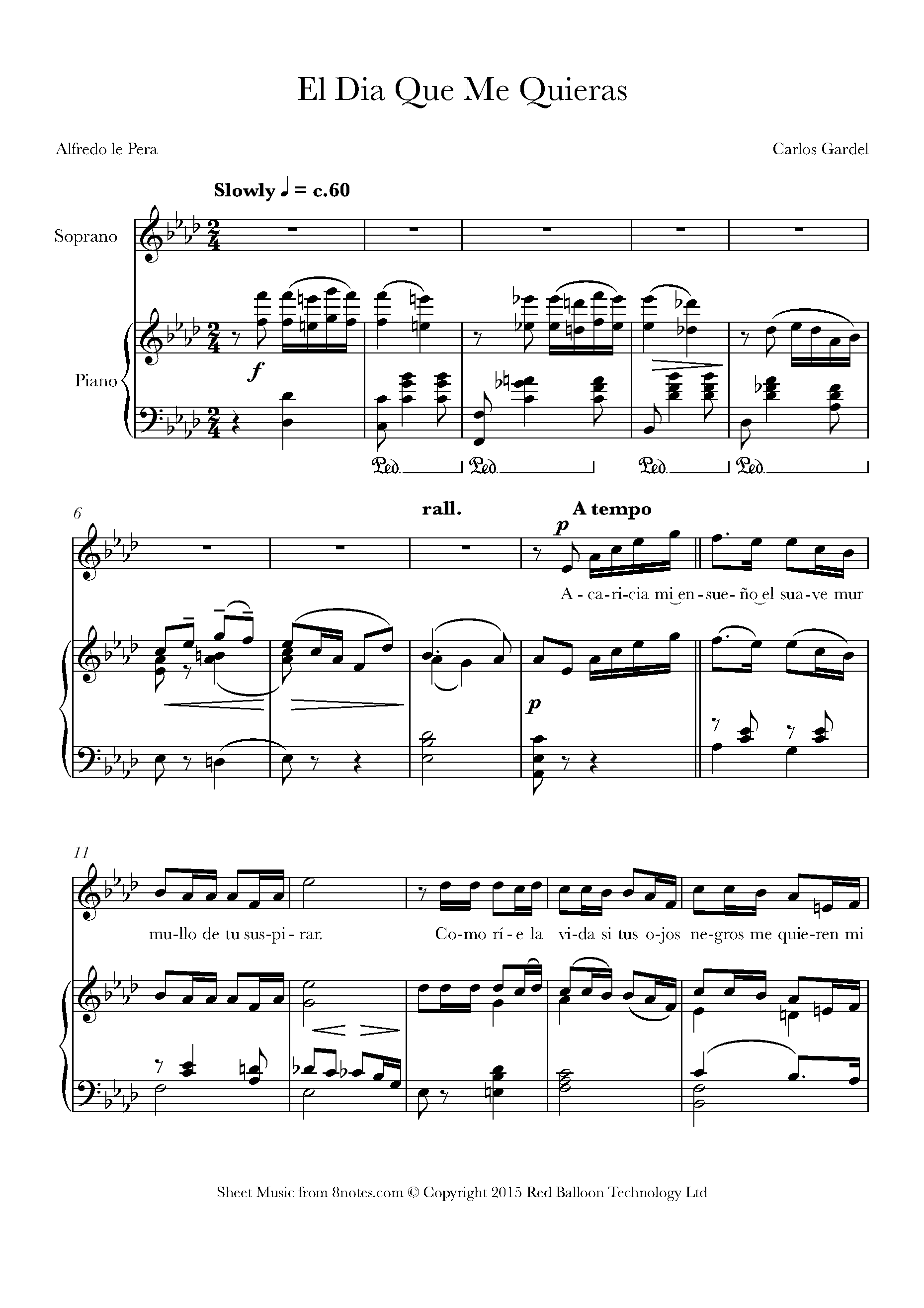 Carlos Gardel El Dia Que Me Quieras Sheet music for Soprano Voice Carlos Gardel El Dia Que Me Quieras Sheet music for Soprano Voice