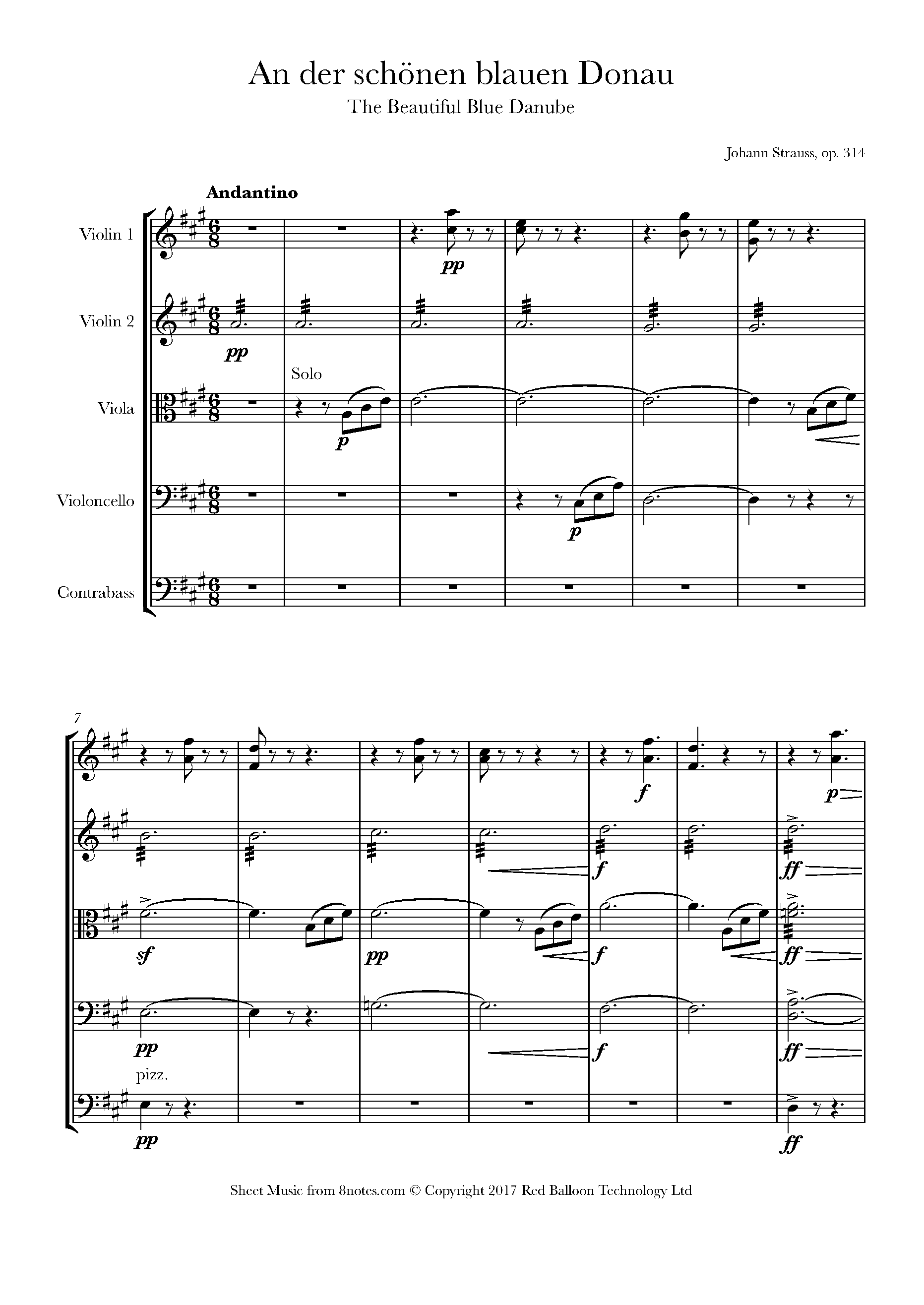 Strauss II The Blue Danube (An der schonen blauen Donau) op.314 Sheet