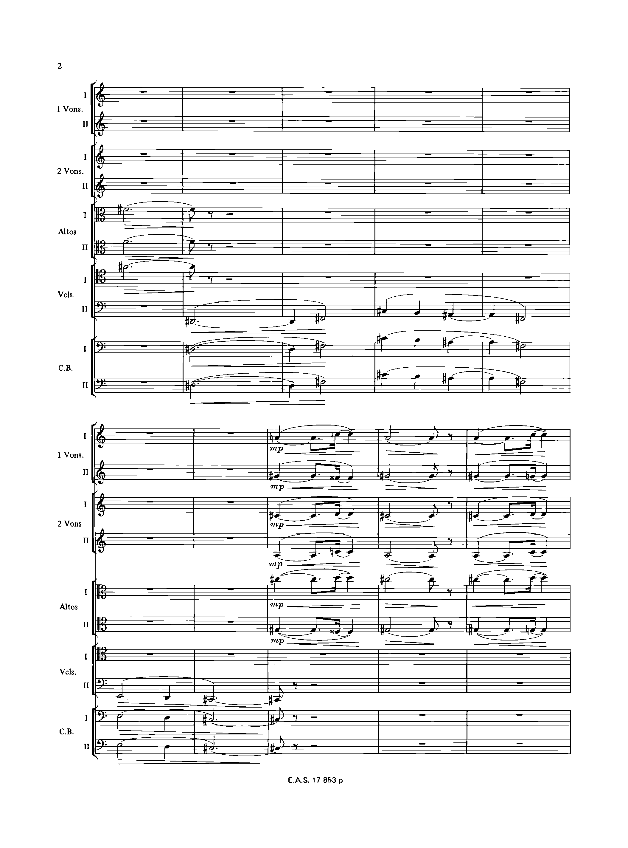 Hymn, H.33 by Arthur Honegger Sheet Music arranged by 8notes.com for String orchestra - 1 of 13 pages
