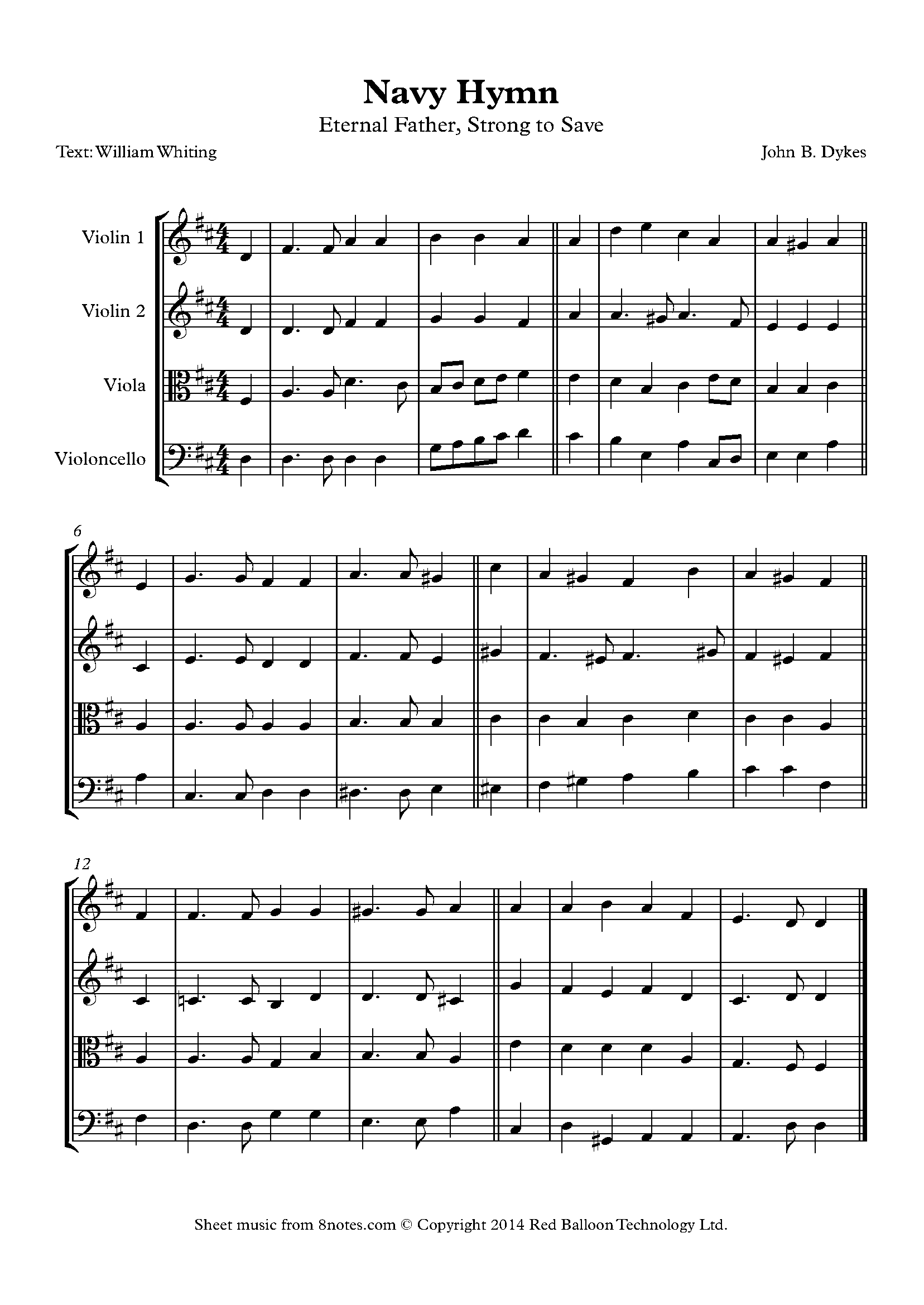 Dykes Navy Hymn (Eternal Father, Strong to Save) Sheet music for
