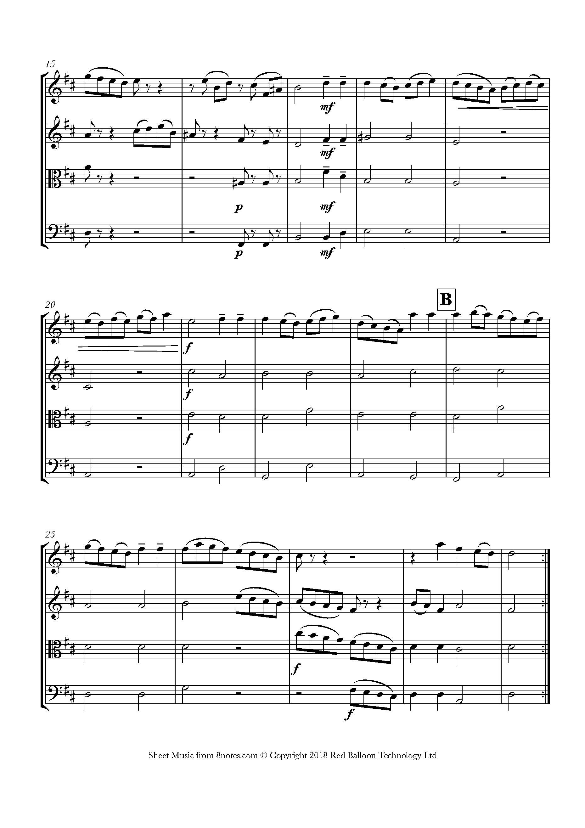 Bach Gavotte from Cello Suite No.6 Sheet music for String Quartet