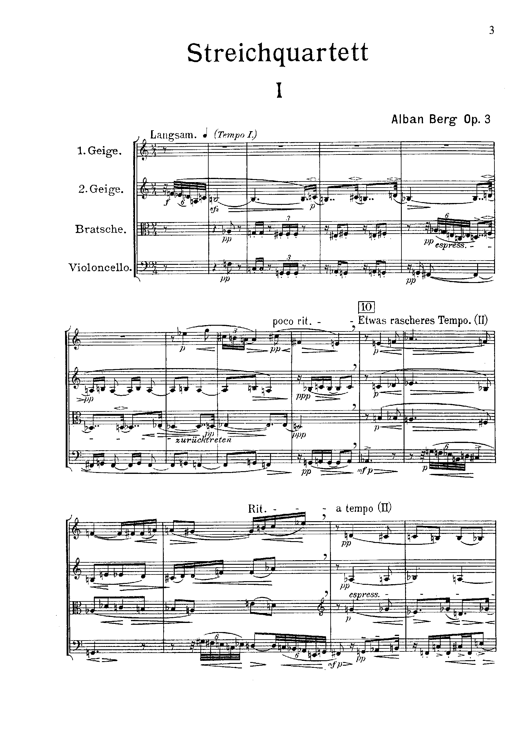 String Quartet, Op.3 by Alban Berg Sheet Music arranged by 8notes.com for String Quartet - 1 of 28 pages