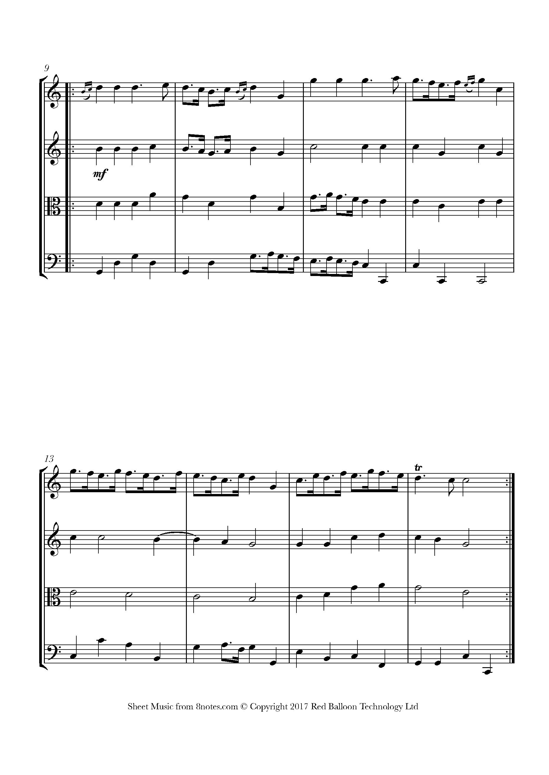 Purcell Trumpet Tune Sheet music for String Quartet