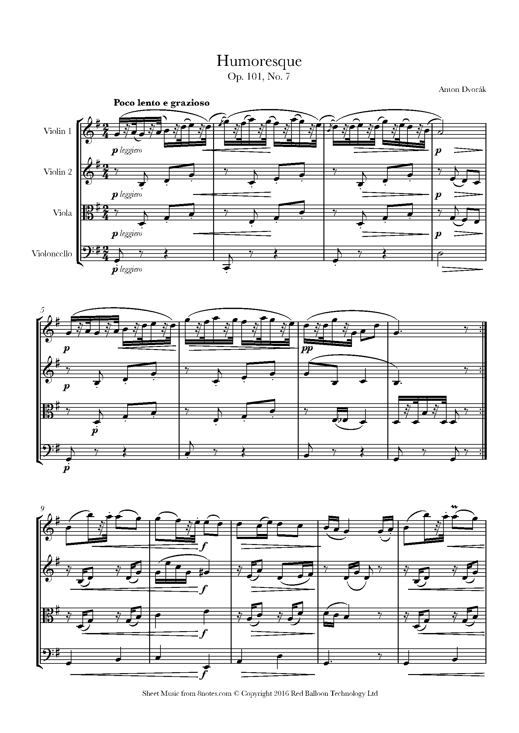 Dvořák, Antonín - Humoresque Op. 101, No. 7 for String Dvořák, Antonín - Humoresque Op. 101, No. 7 for String