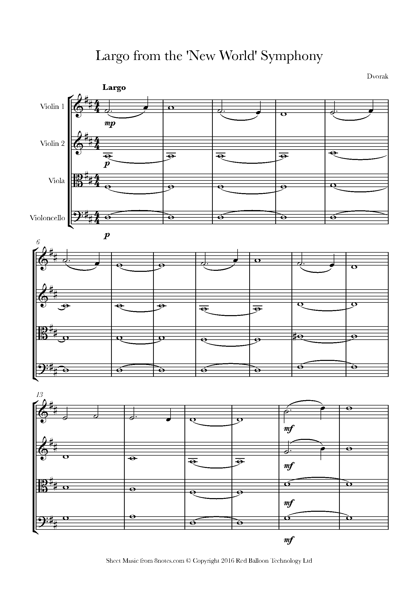 ﻿Dvořák Largo from the New World Symphony Sheet music for String