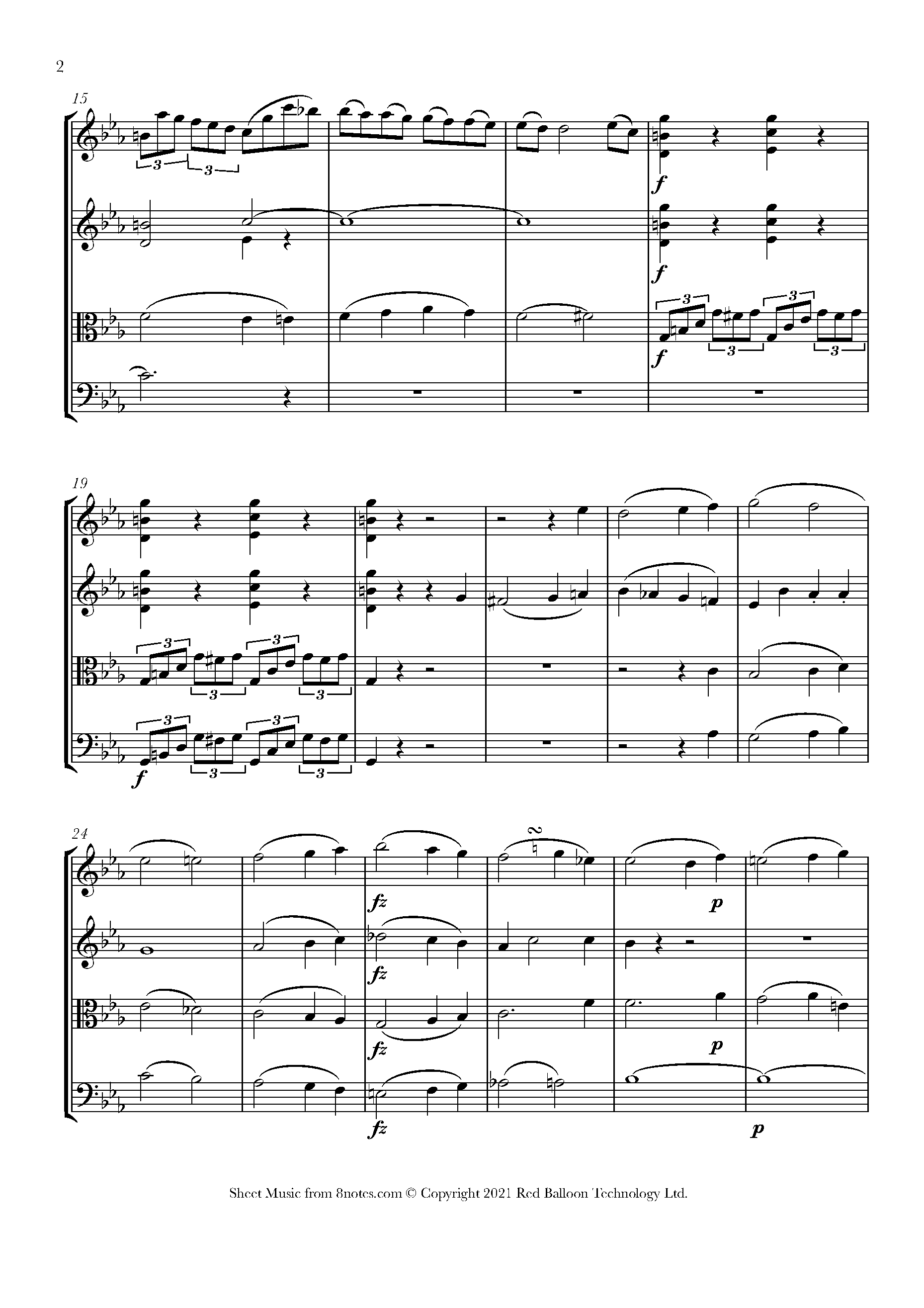 Haydn Emperor String Quartet, Op.76, No.3, Fourth Movement Sheet music for String Quartet