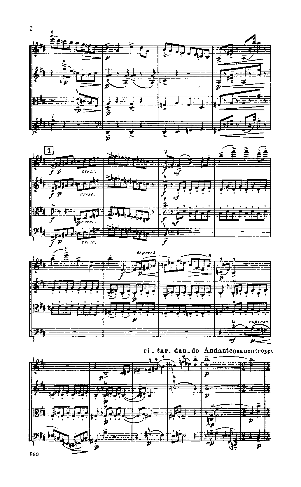 String Quartet No.1, Op.50 by Sergei Prokofiev Sheet Music arranged by 8notes.com for String Quartet - 1 of 48 pages