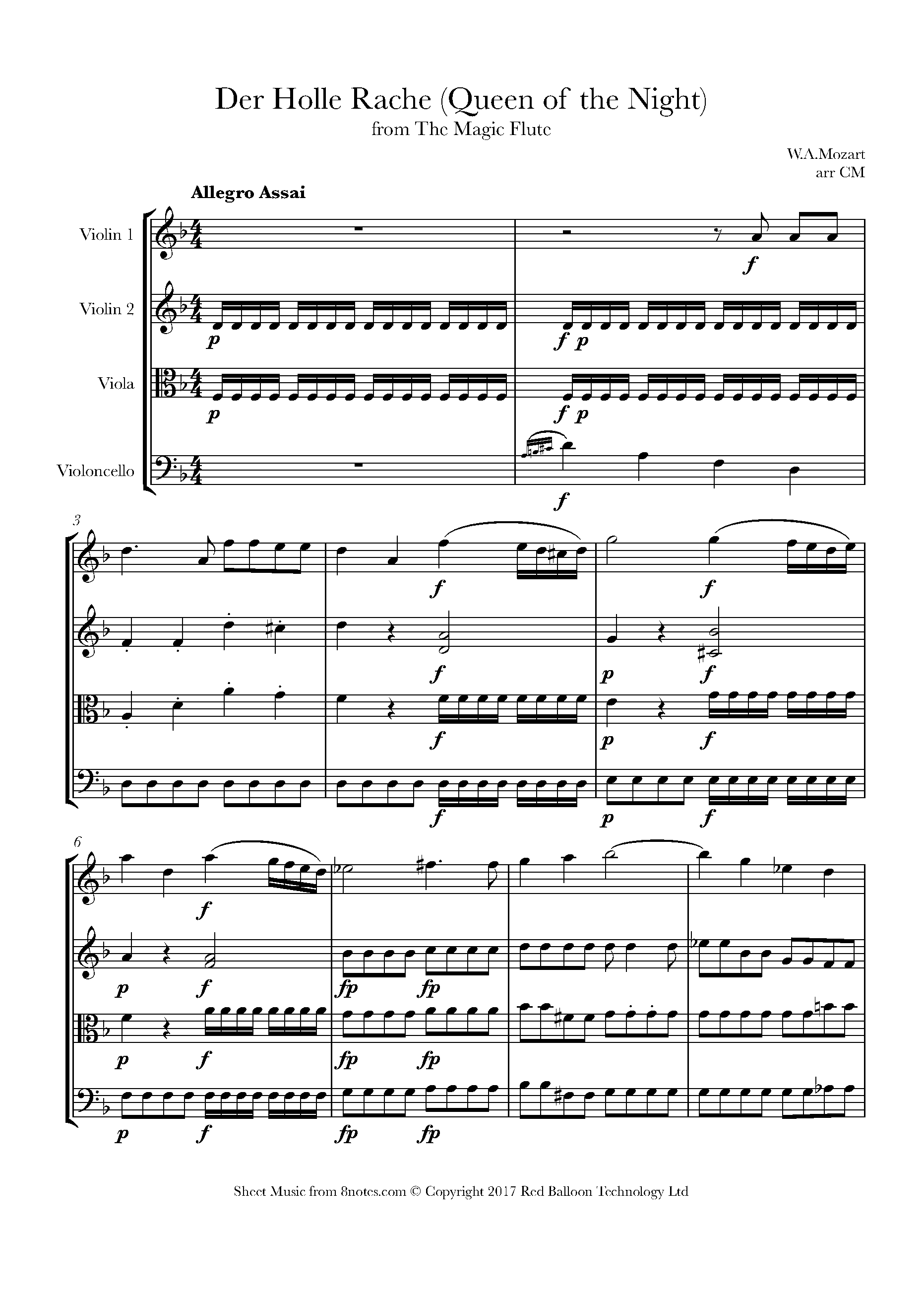 Mozart Der Holle Rache (Queen of the Night ) from Magic Flute Sheet