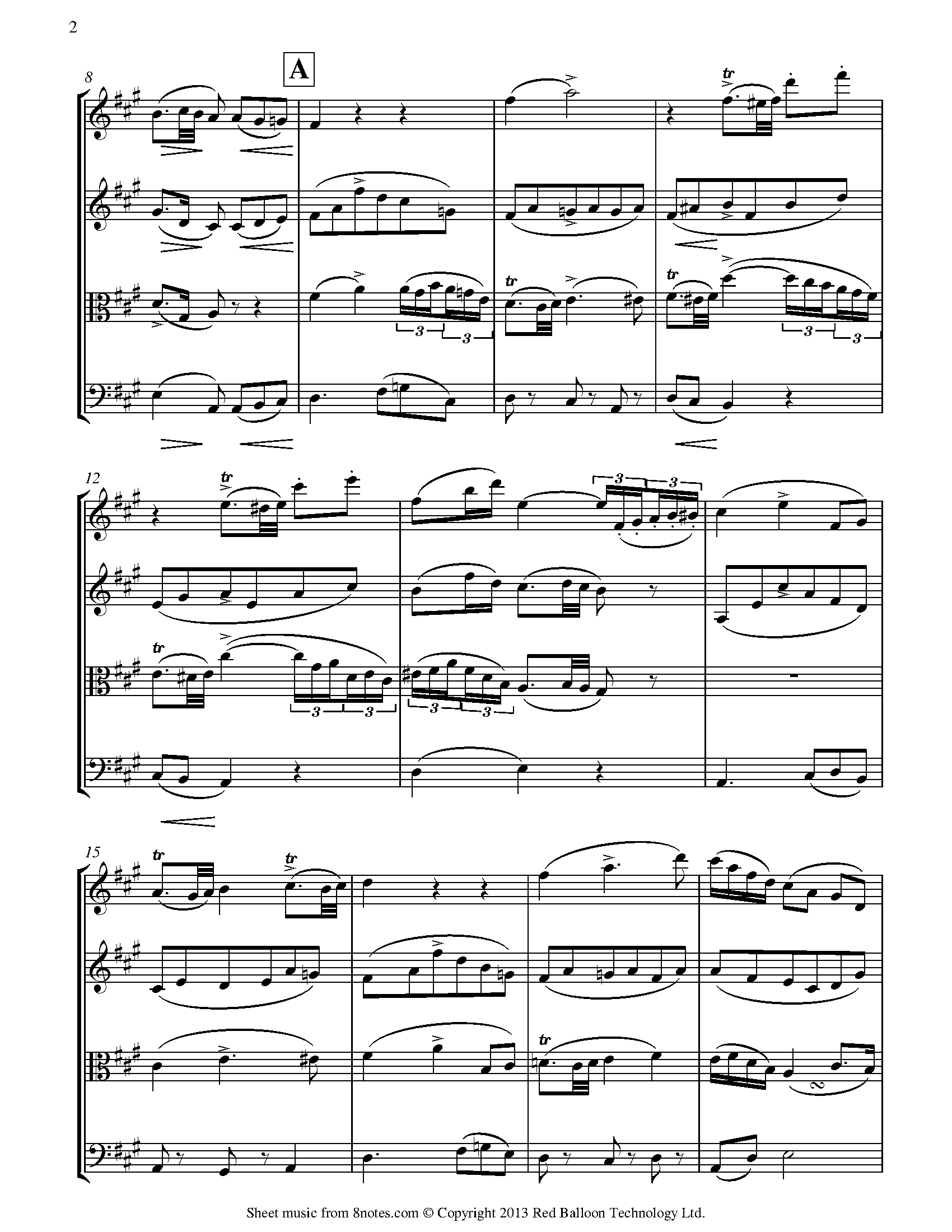 Schubert Theme from The Trout Quintet Sheet music for String Quartet