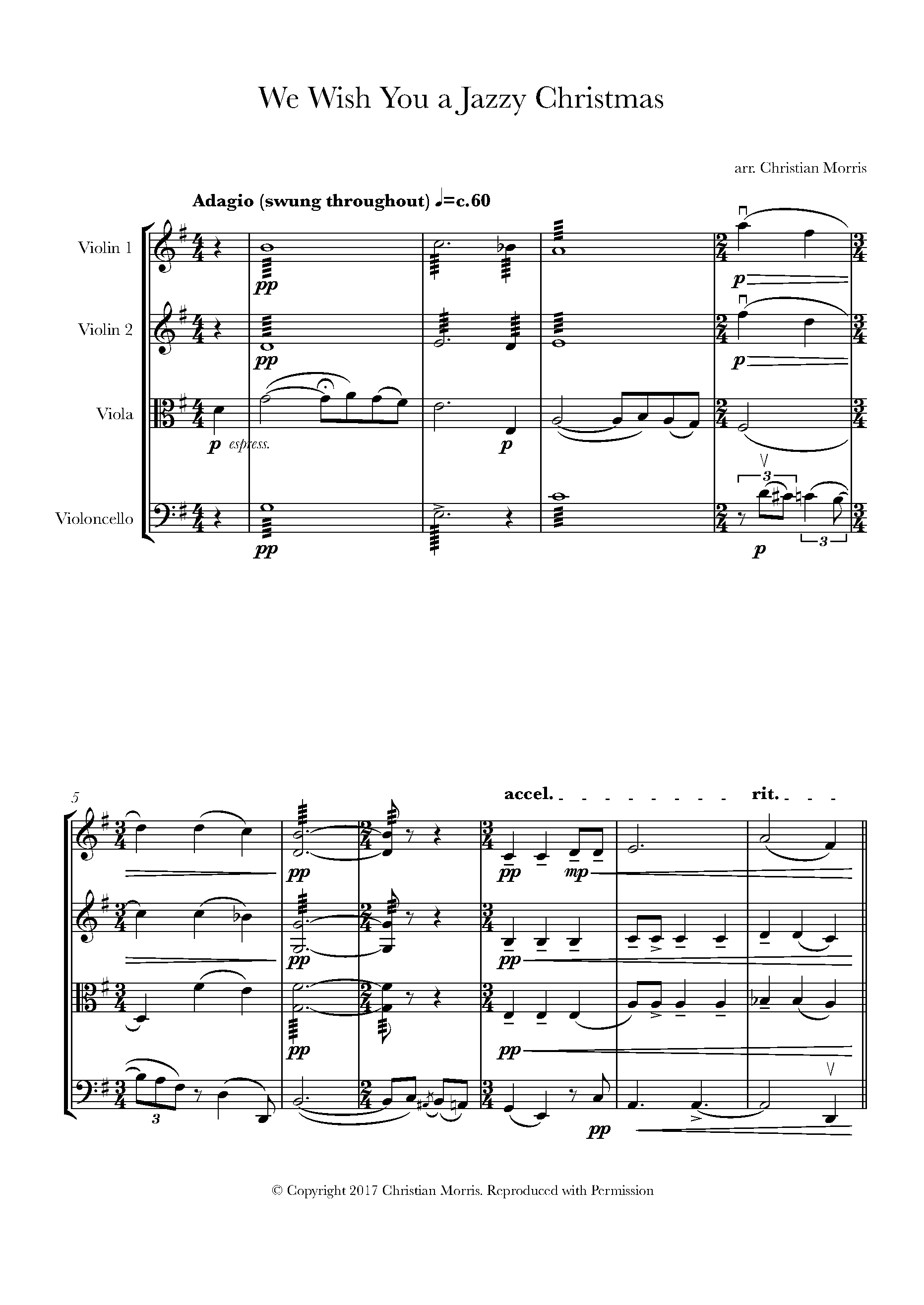 Christian Morris We Wish You a Jazzy Christmas Sheet music for String Quartet