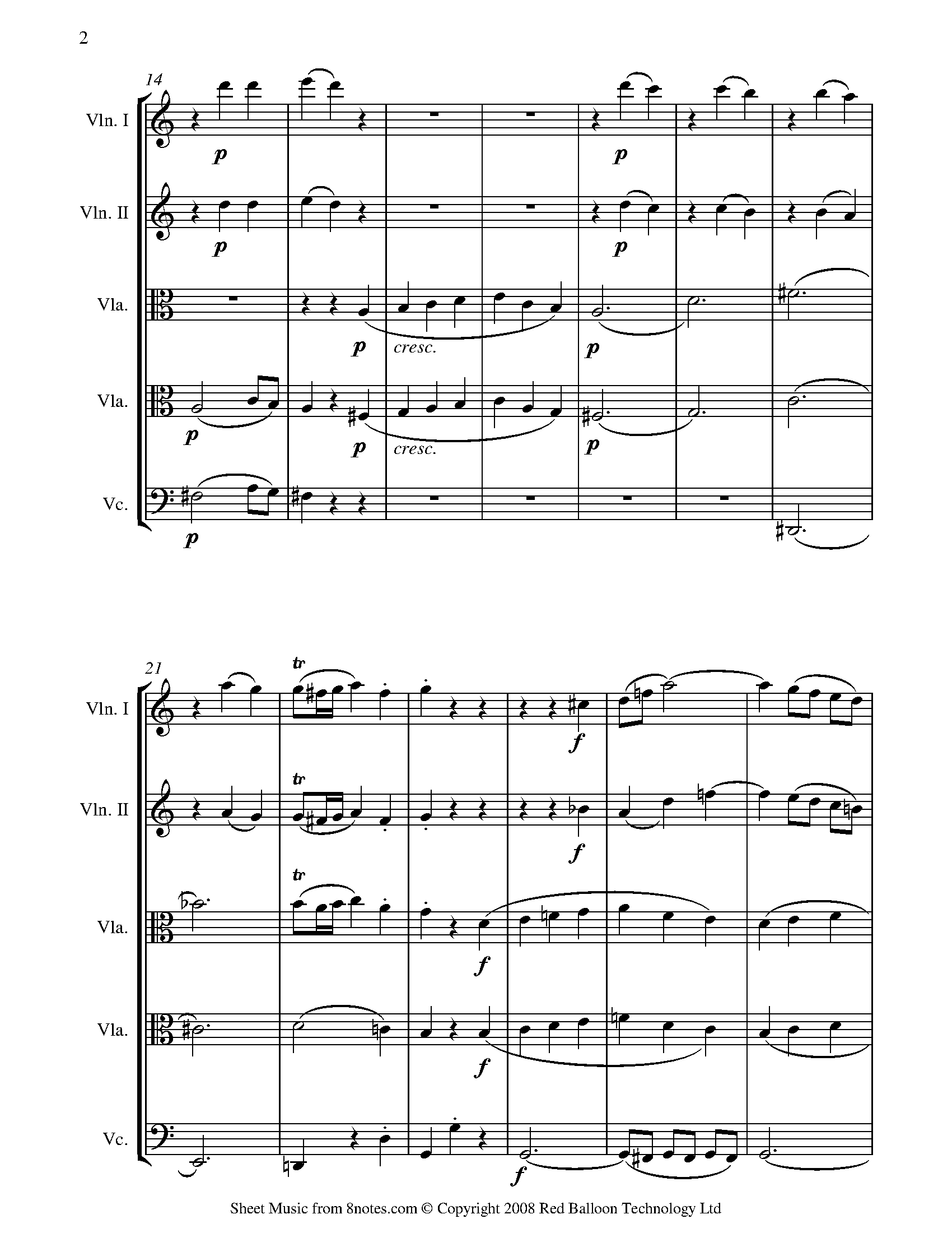 Mozart String Quintet K515 2nd Mvt Sheet music for String quintet